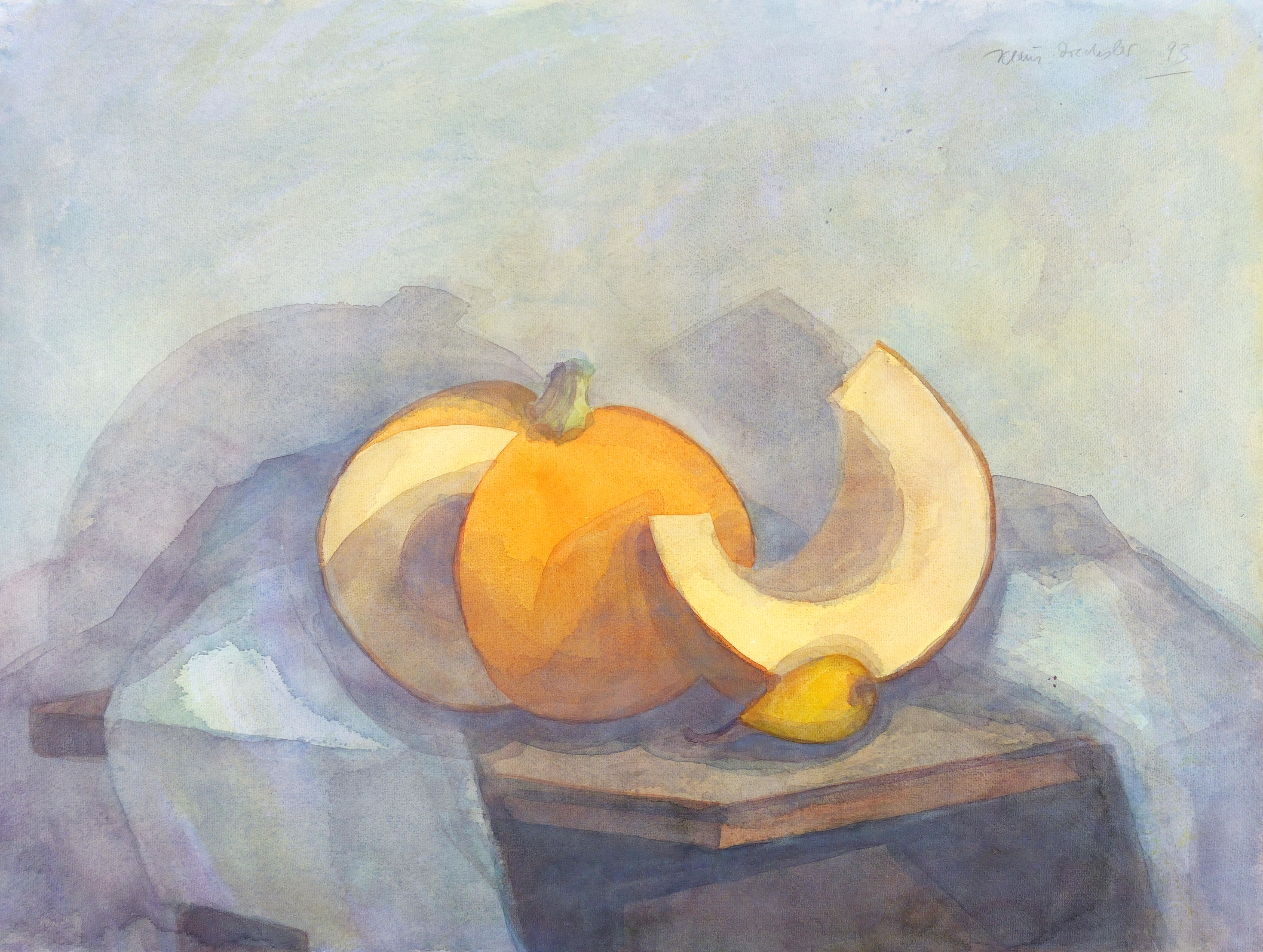 Aufgeschnittener Kürbis mit Birne III