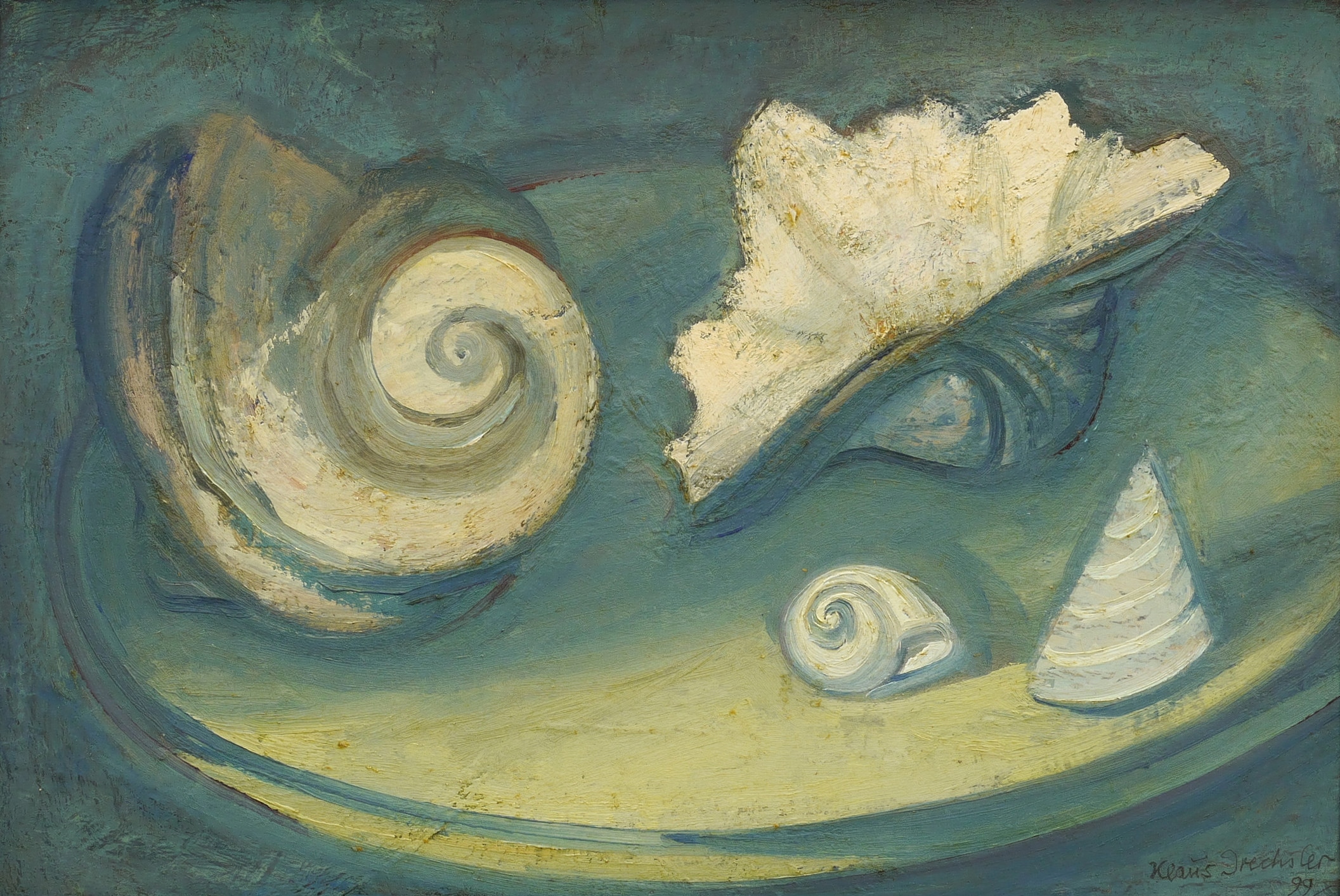 Klaus Drechsler, Stilleben mit Meeresschnecken und Meeresmuschel, 1999/2000