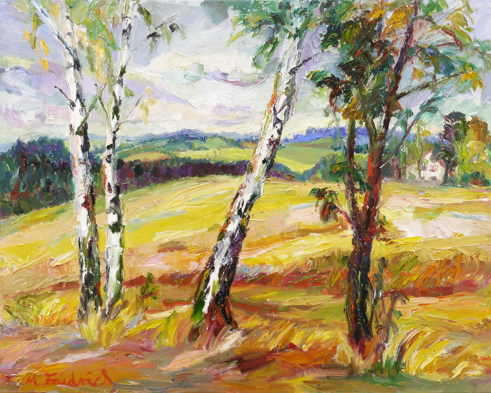 Feldbirken und Gehöft - Dörfel