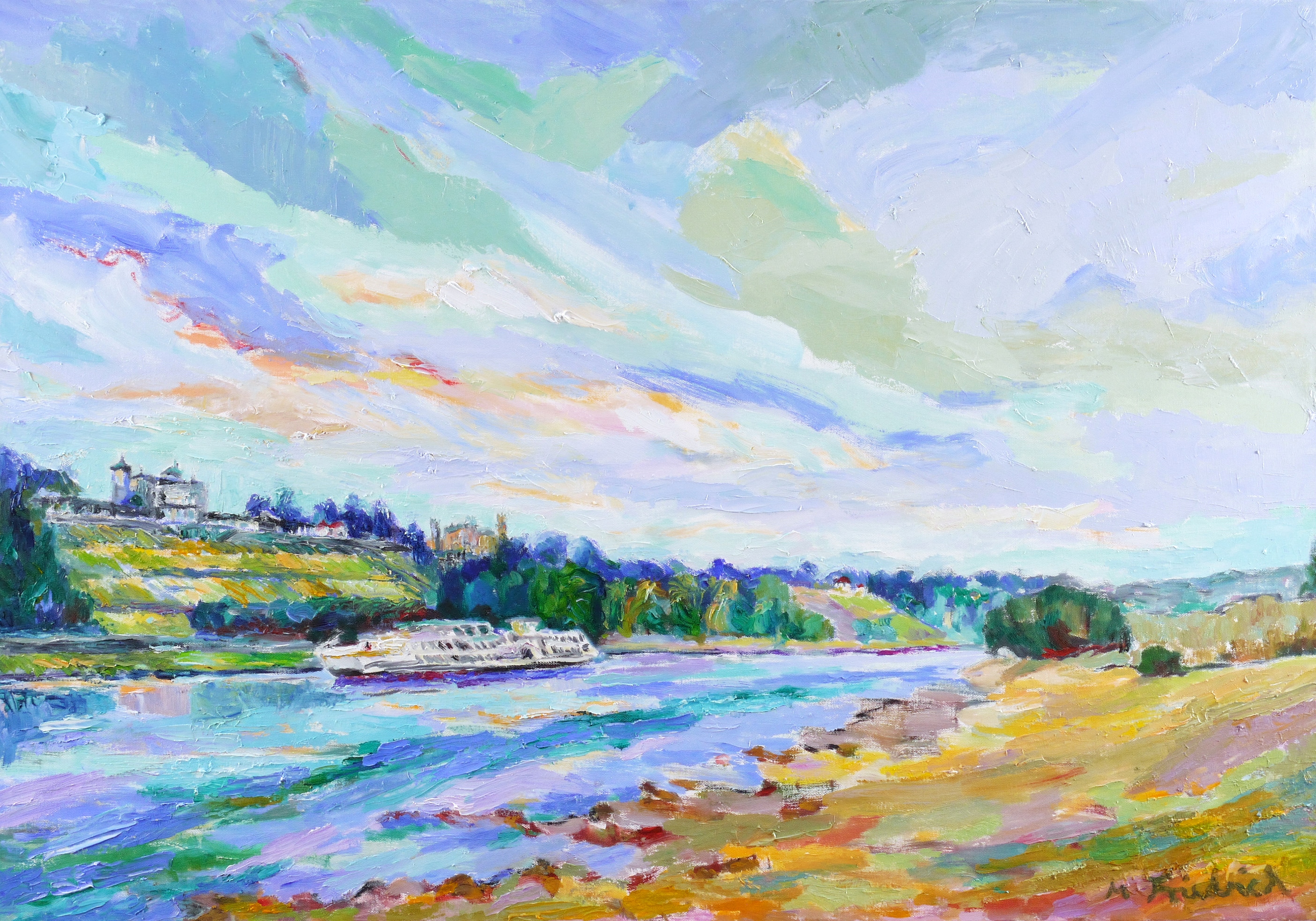 Elbdampfer an einem Sommertag