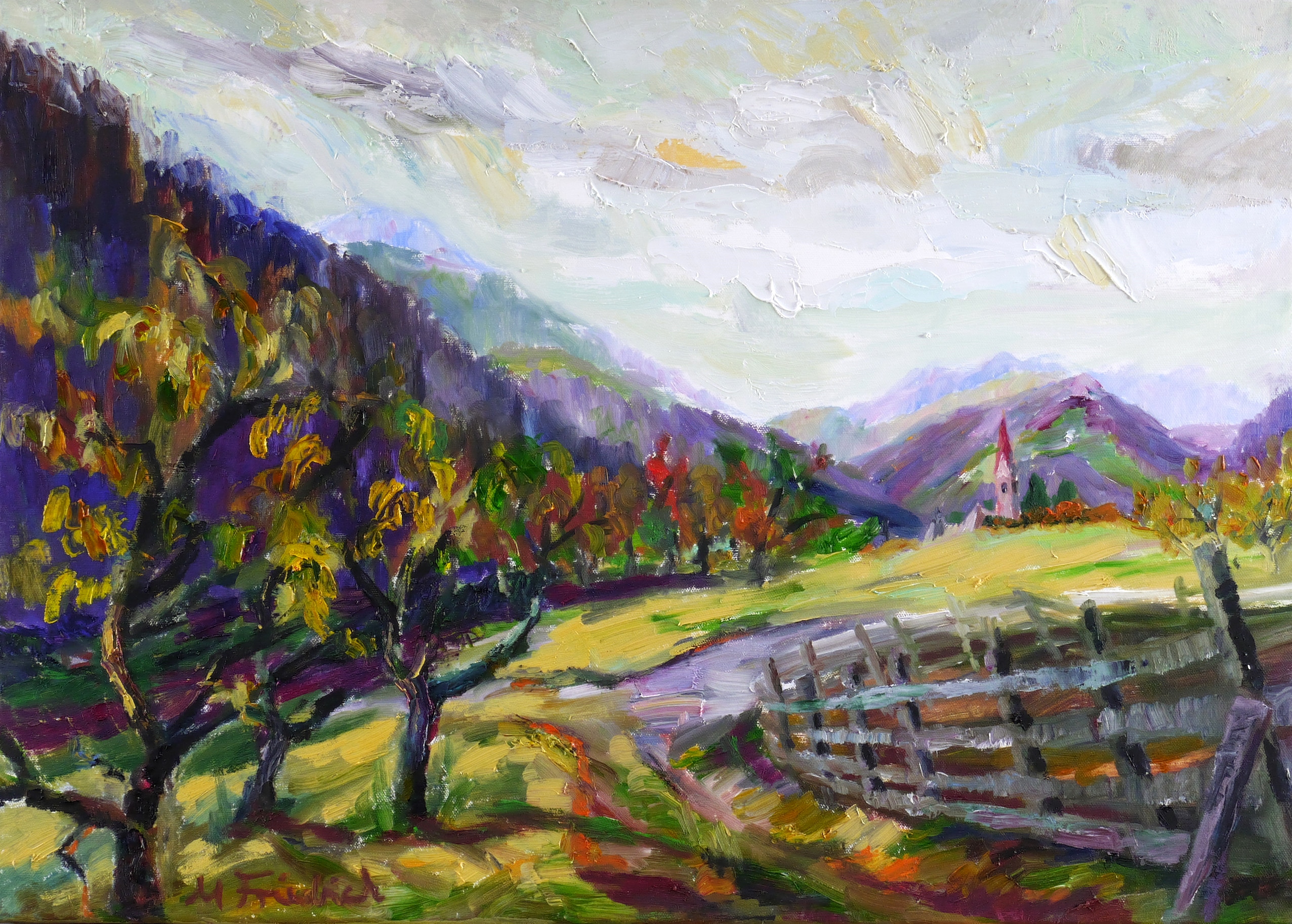 Apfelbäume mit Hofgatter (St. Pankratz, Südtirol)