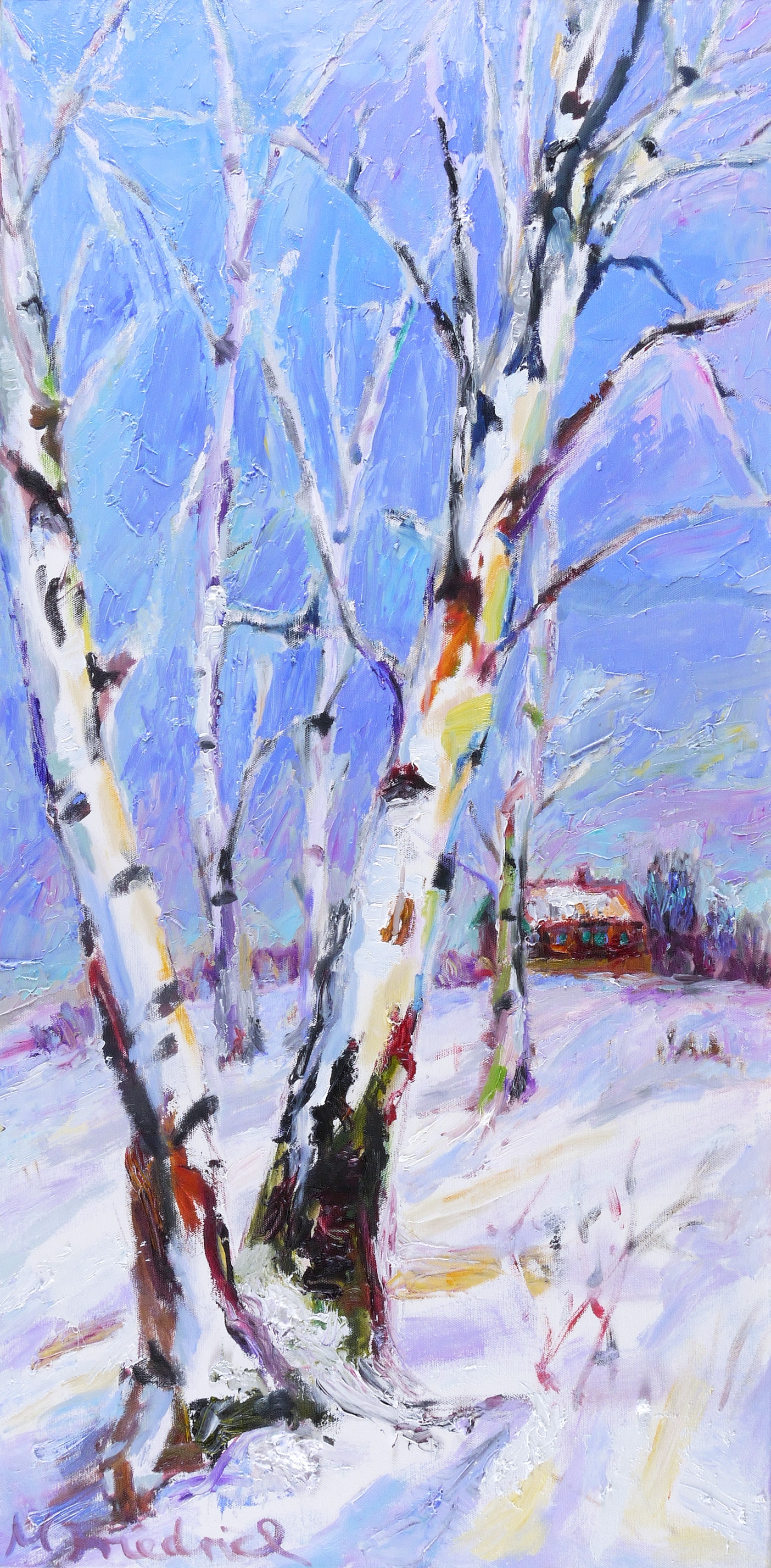 Birkenpaar im Schnee (Gehöft Hofewiese)