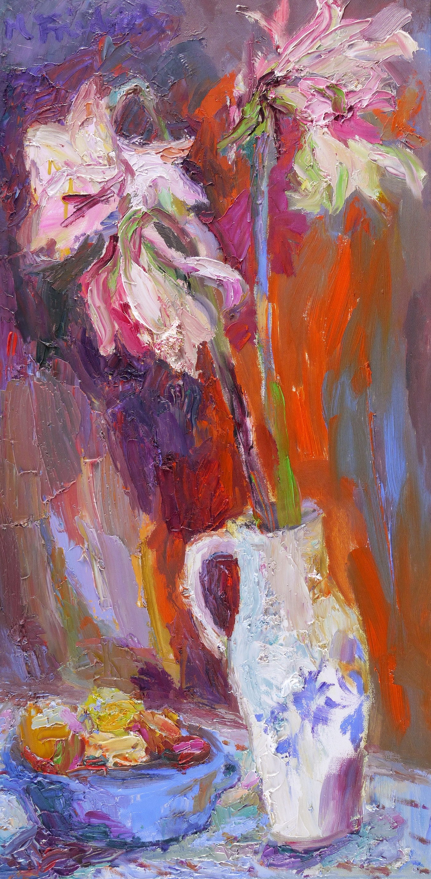 Amarylliskrug mit Obstschale