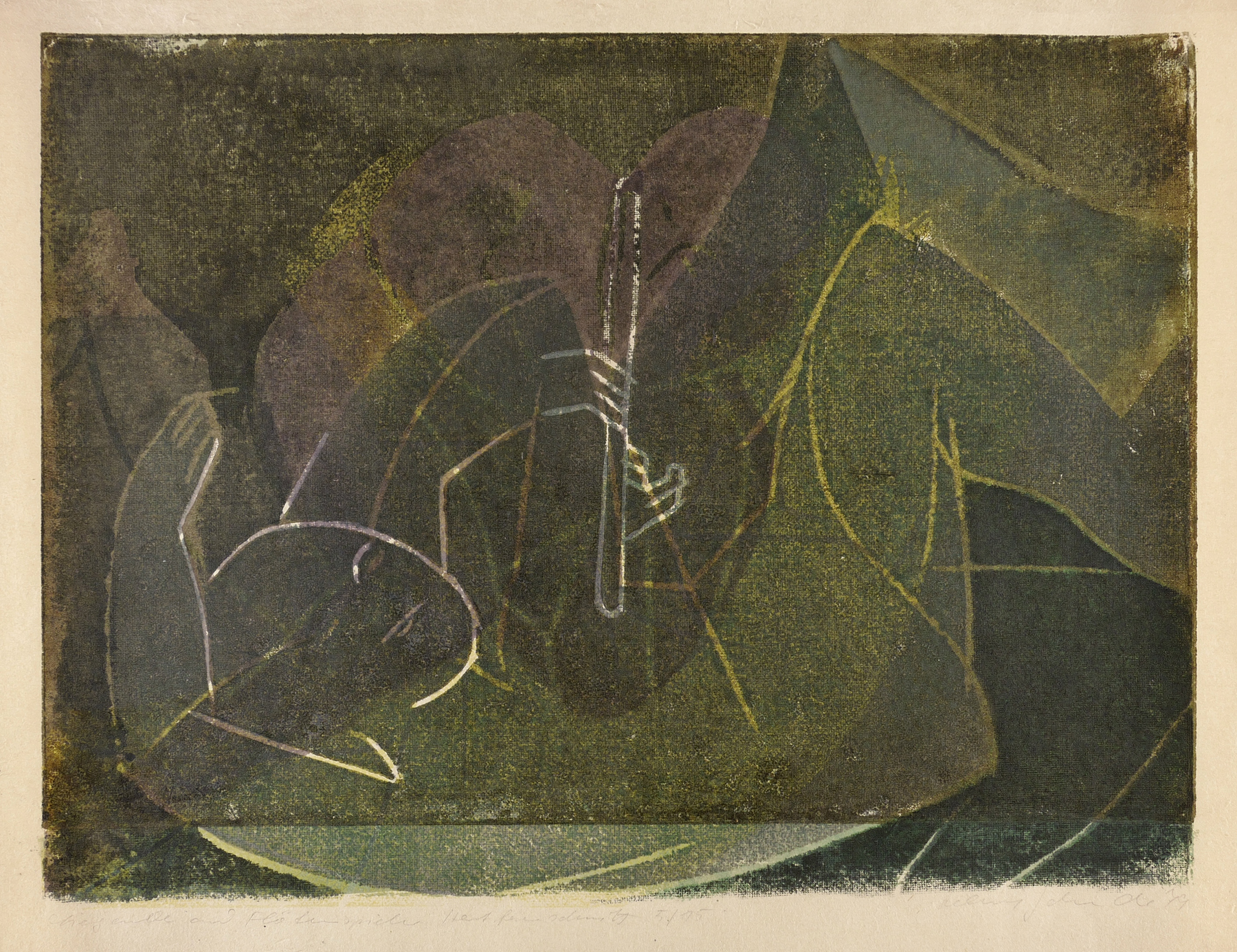 Helmut Gebhardt, Liegende und Flötenspieler, 1979