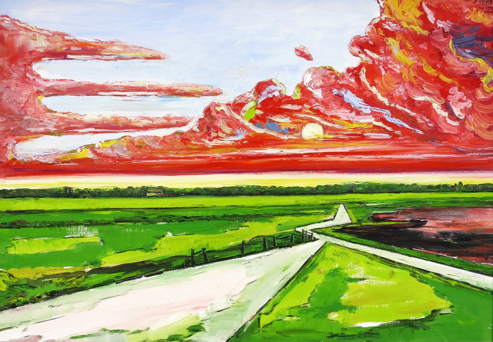 Deichlandschaft am Abend