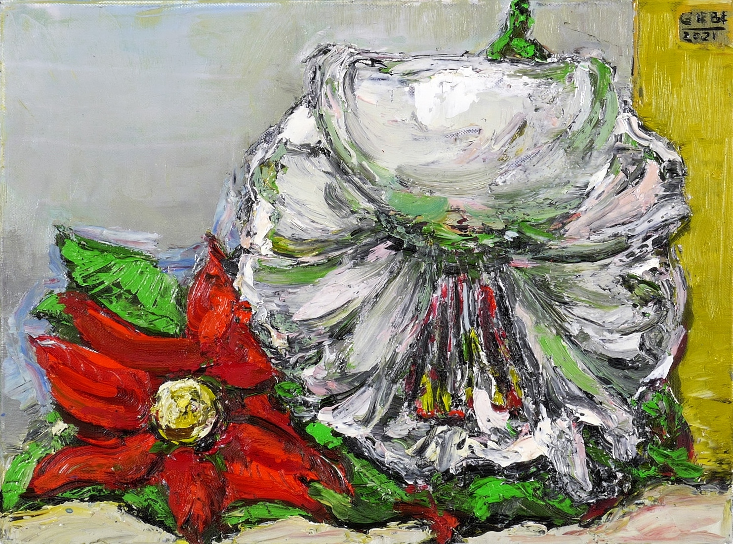 Hubertus Giebe, Stillleben mit weißer Amaryllis , 2021