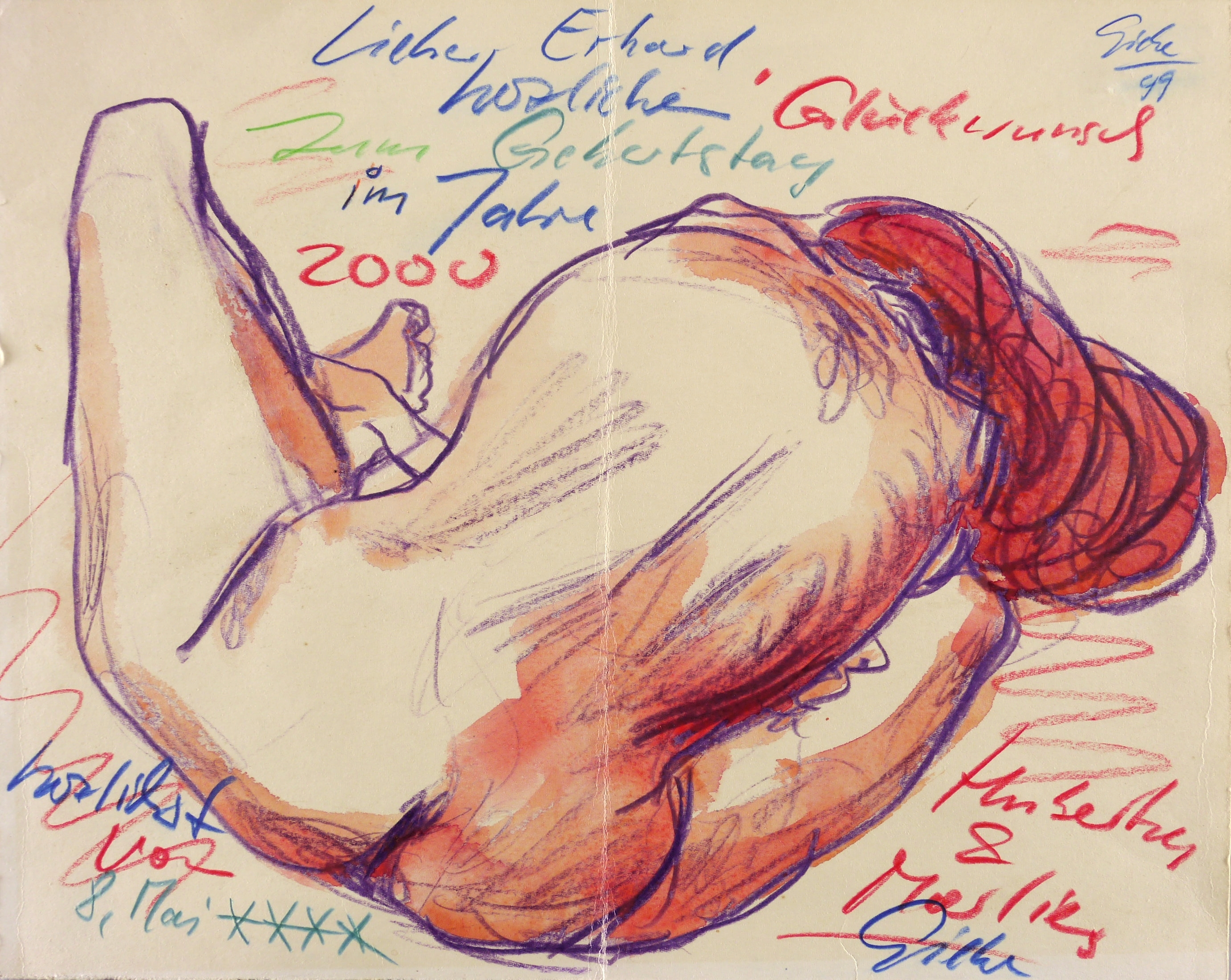 Hockender Rückenakt (Glückwunsch für Erhard Frommhold)