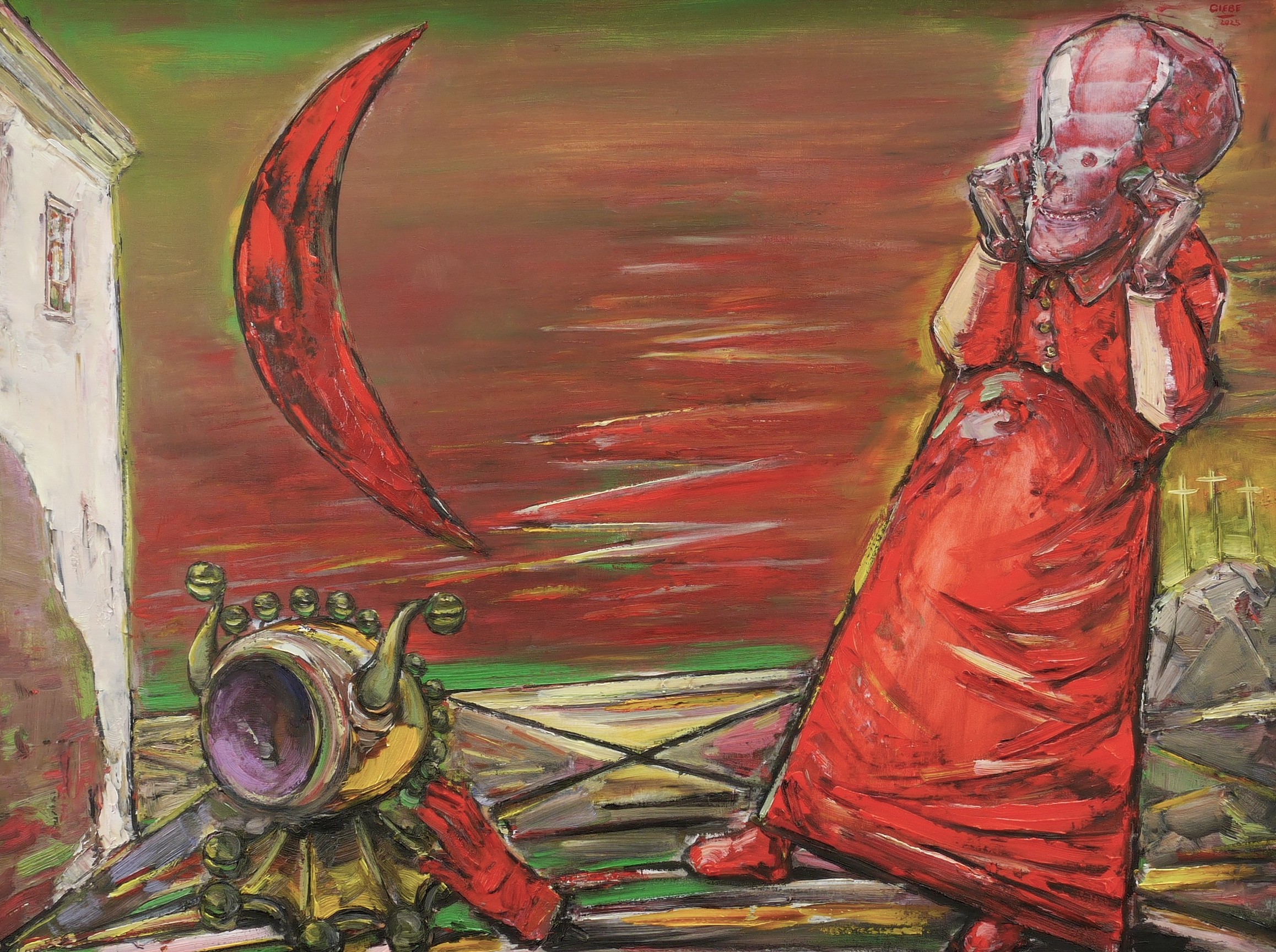 Hubertus Giebe – „Der Sichelmond IV (mit Narrenkappe)“