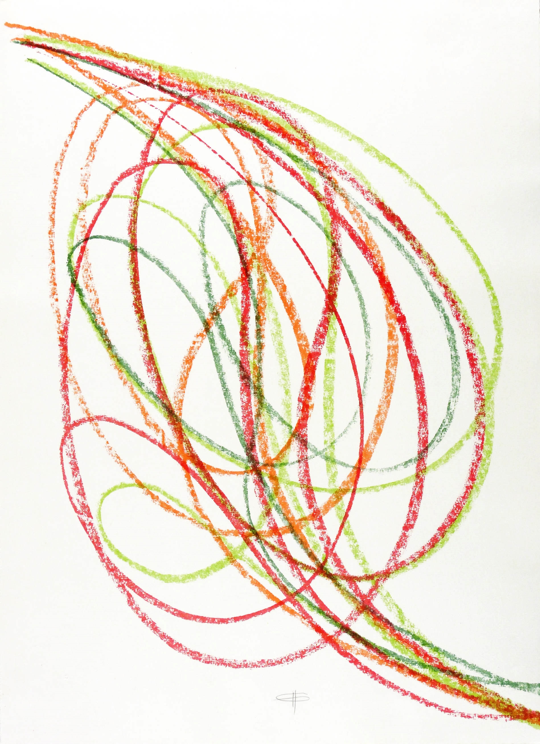 Blattform VII (Skalendruck 1+2+3+4 - Dunkelgrün, Hellgrün, Orange & Rot)