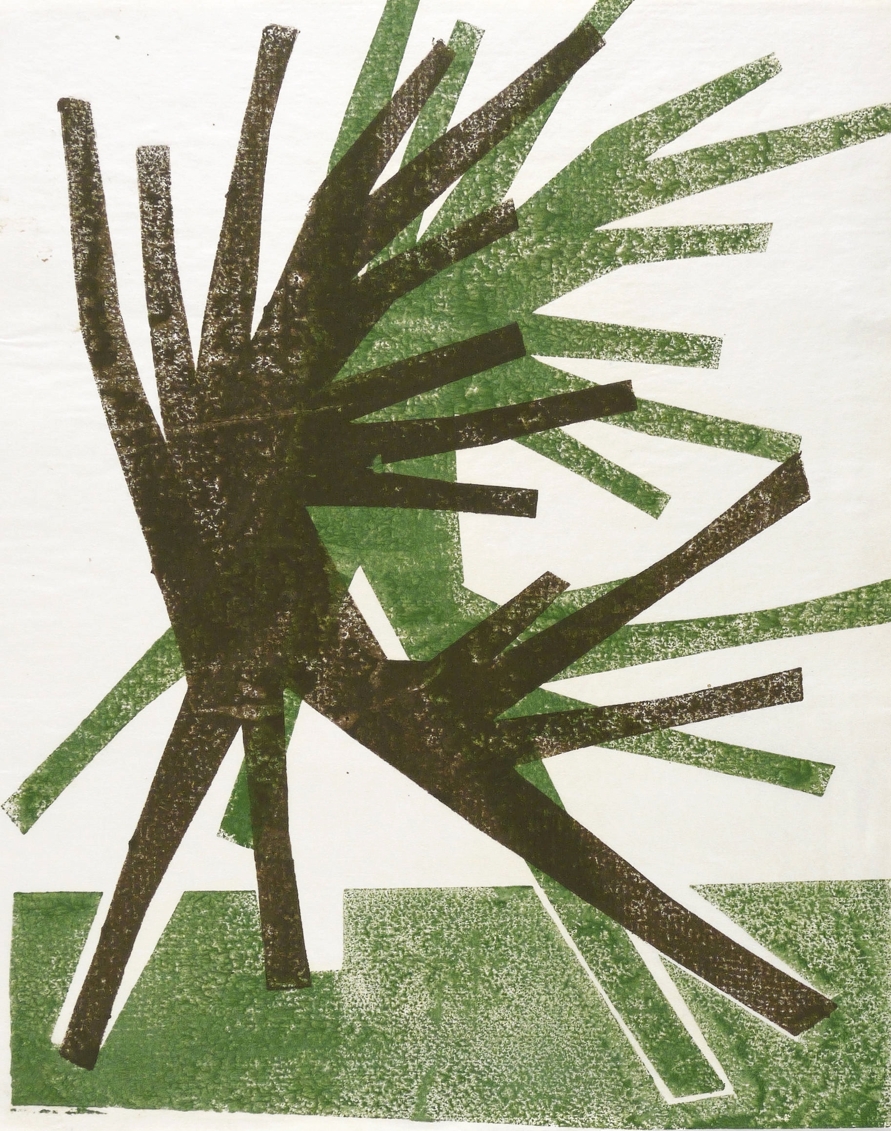 Ohne Titel (Strahlen in Grün und Braun)