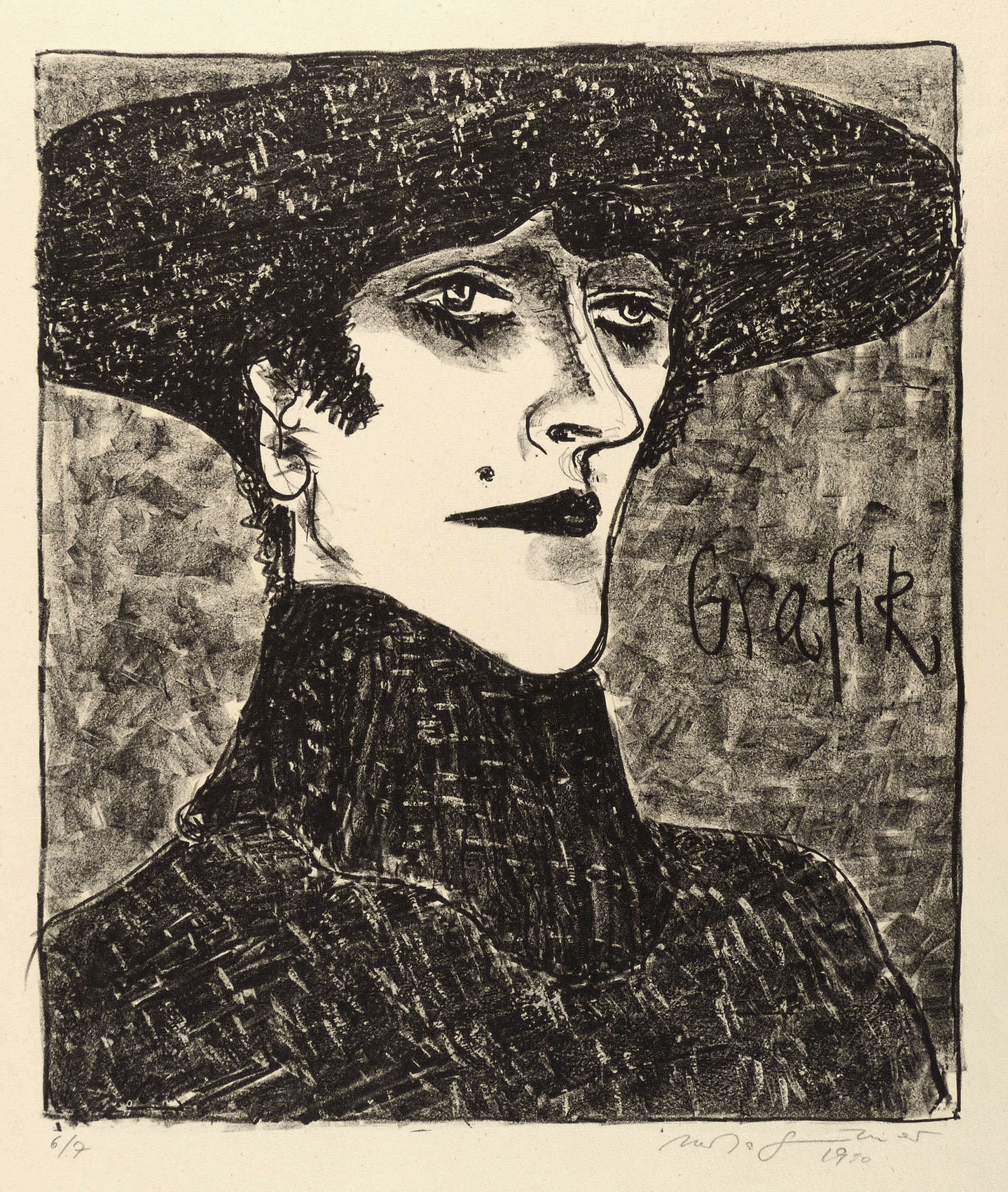 Dame mit Rollkragen und Hut