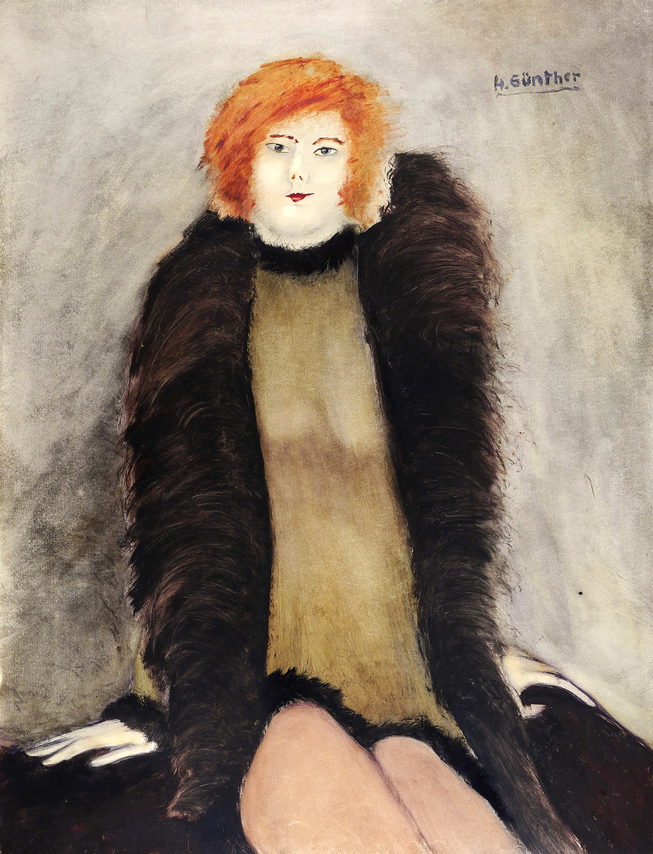 Junge Dame mit Pelz und kurzem Kleid