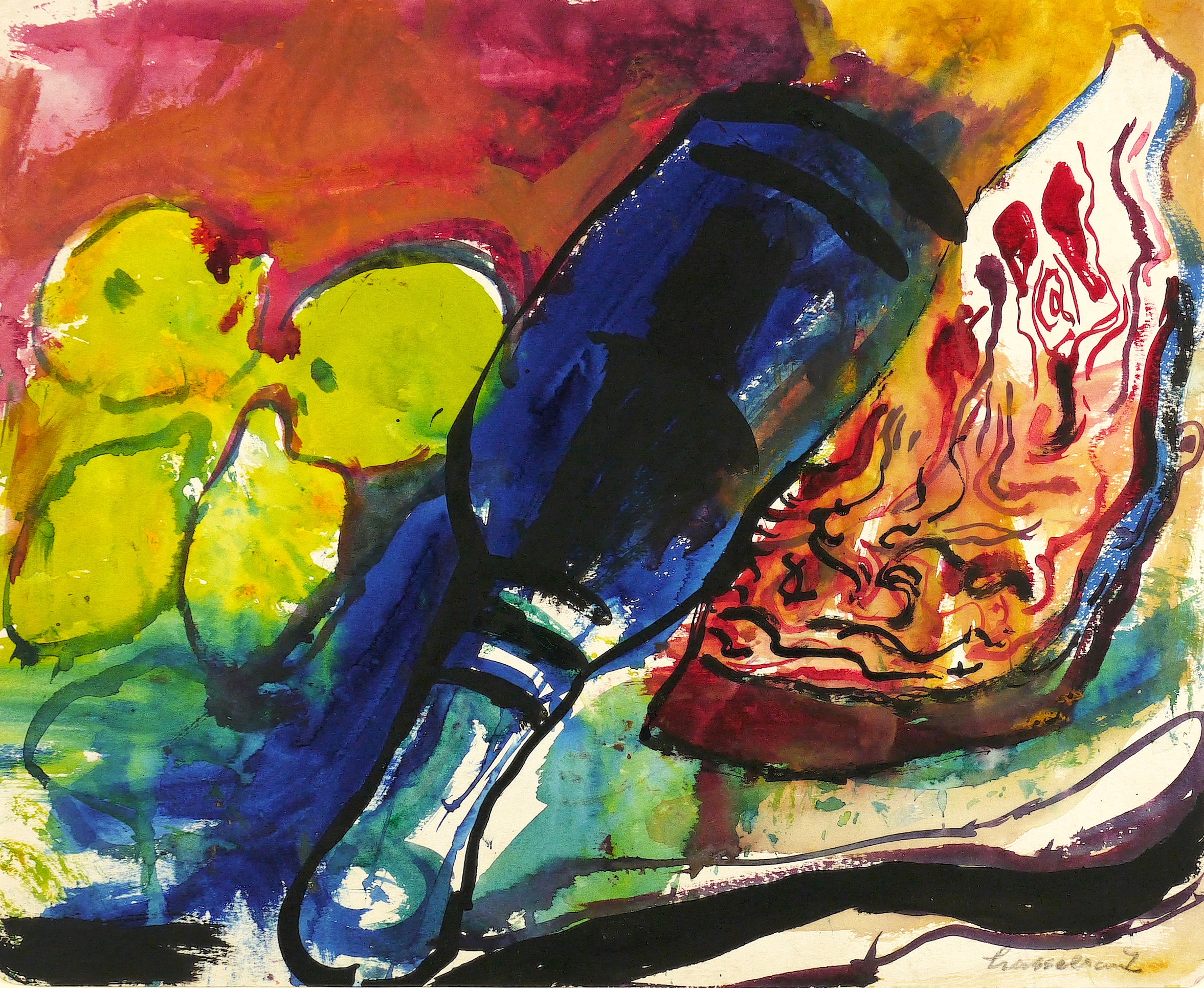 Stillleben mit Flasche und Zitronen Stillleben mit Flasche und Zitronen