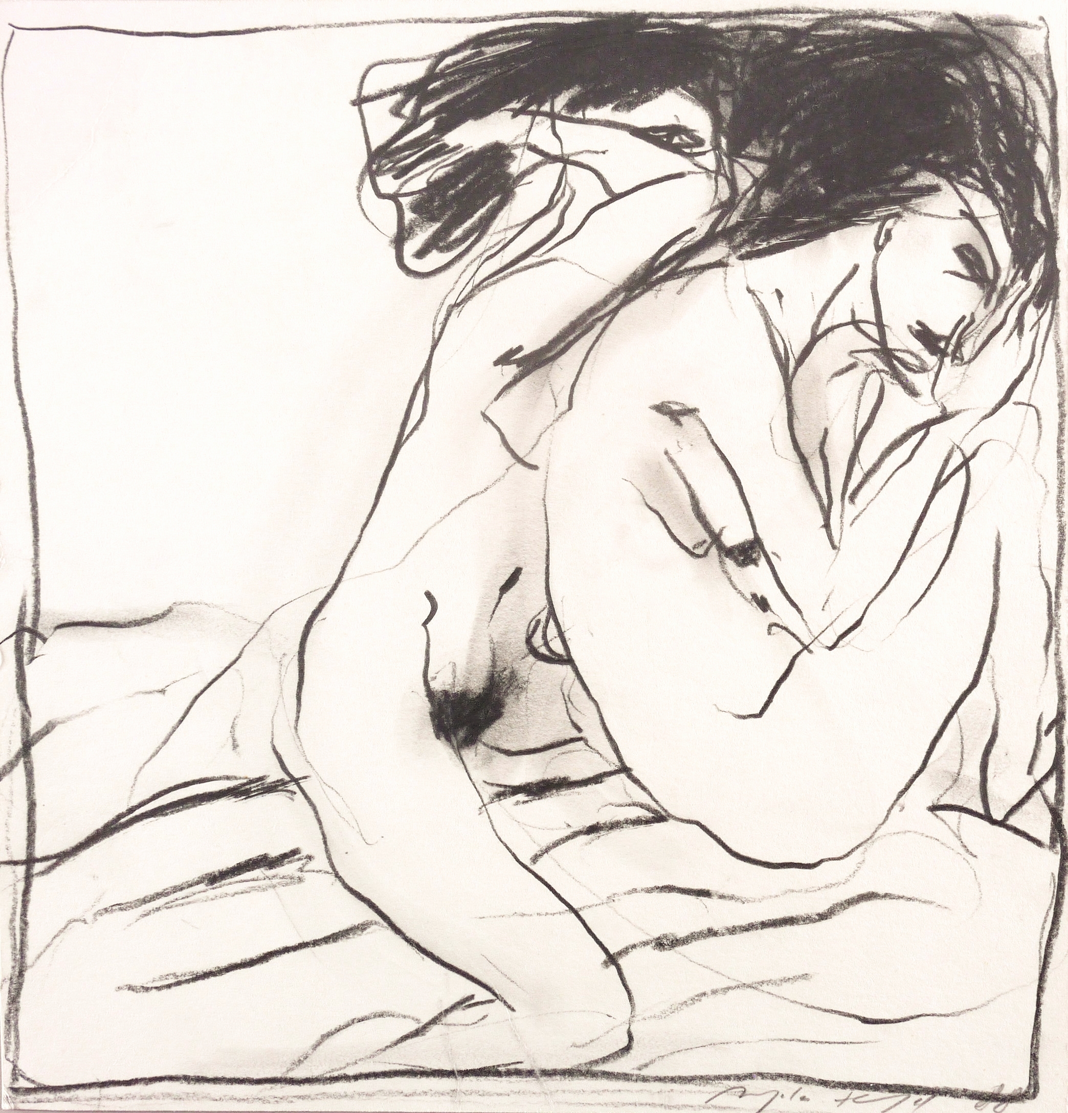 Zwei kauernde Frauenakte