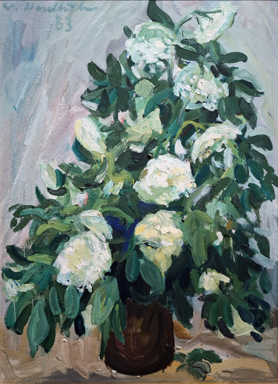 Werner Haselhuhn, Weiße Pfingstrosen, 1983