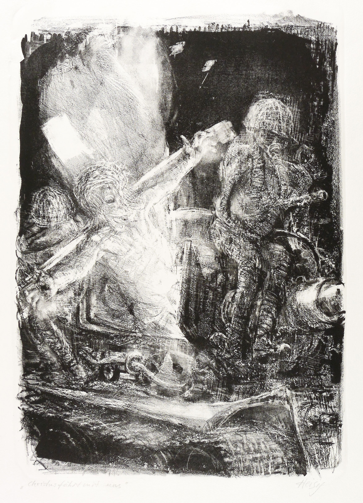 Bernhard Heisig, Christus fährt mit uns ..., 1974/1975