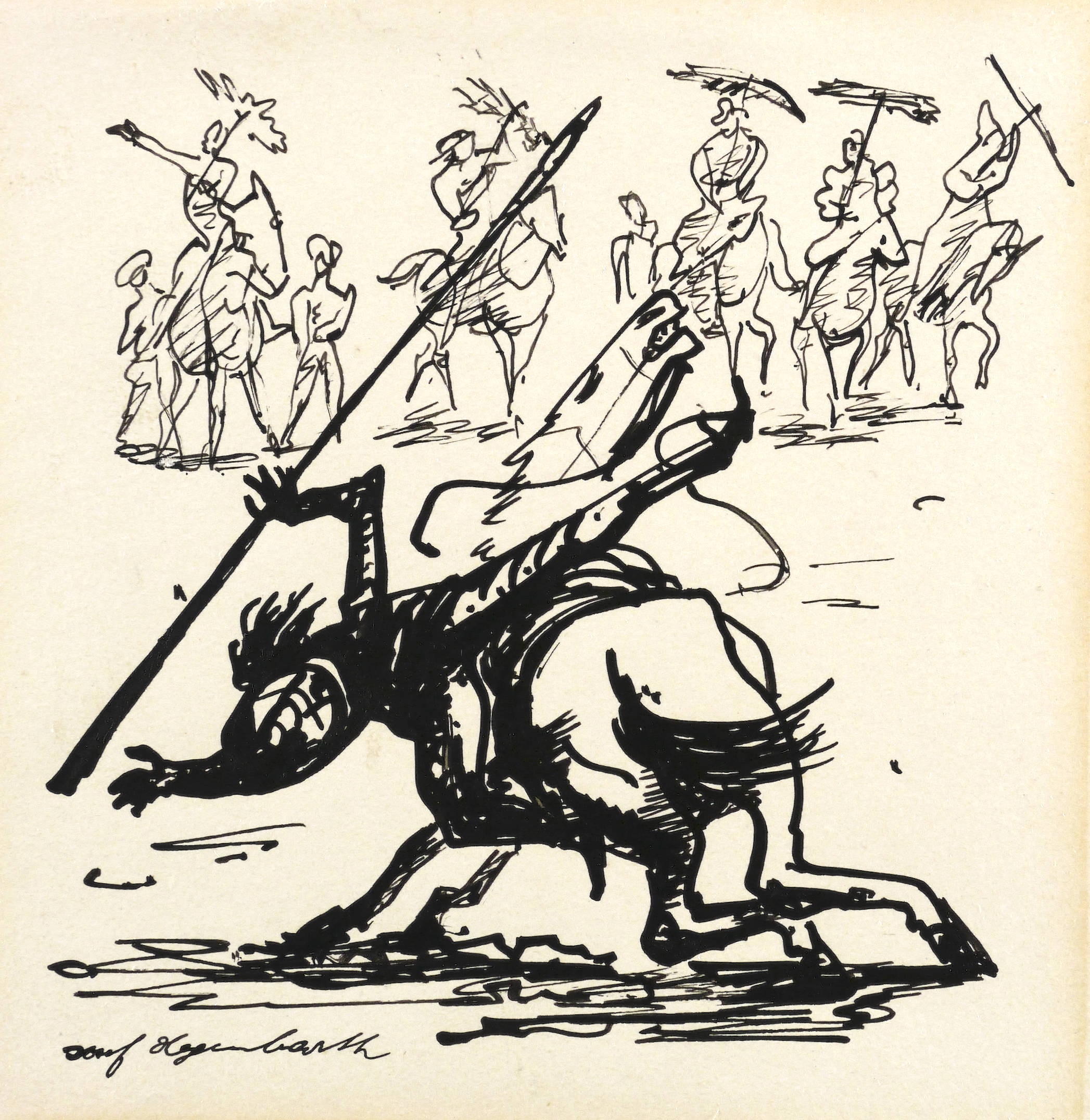 Don Quijote fällt vom Pferd Don Quijote fällt vom Pferd