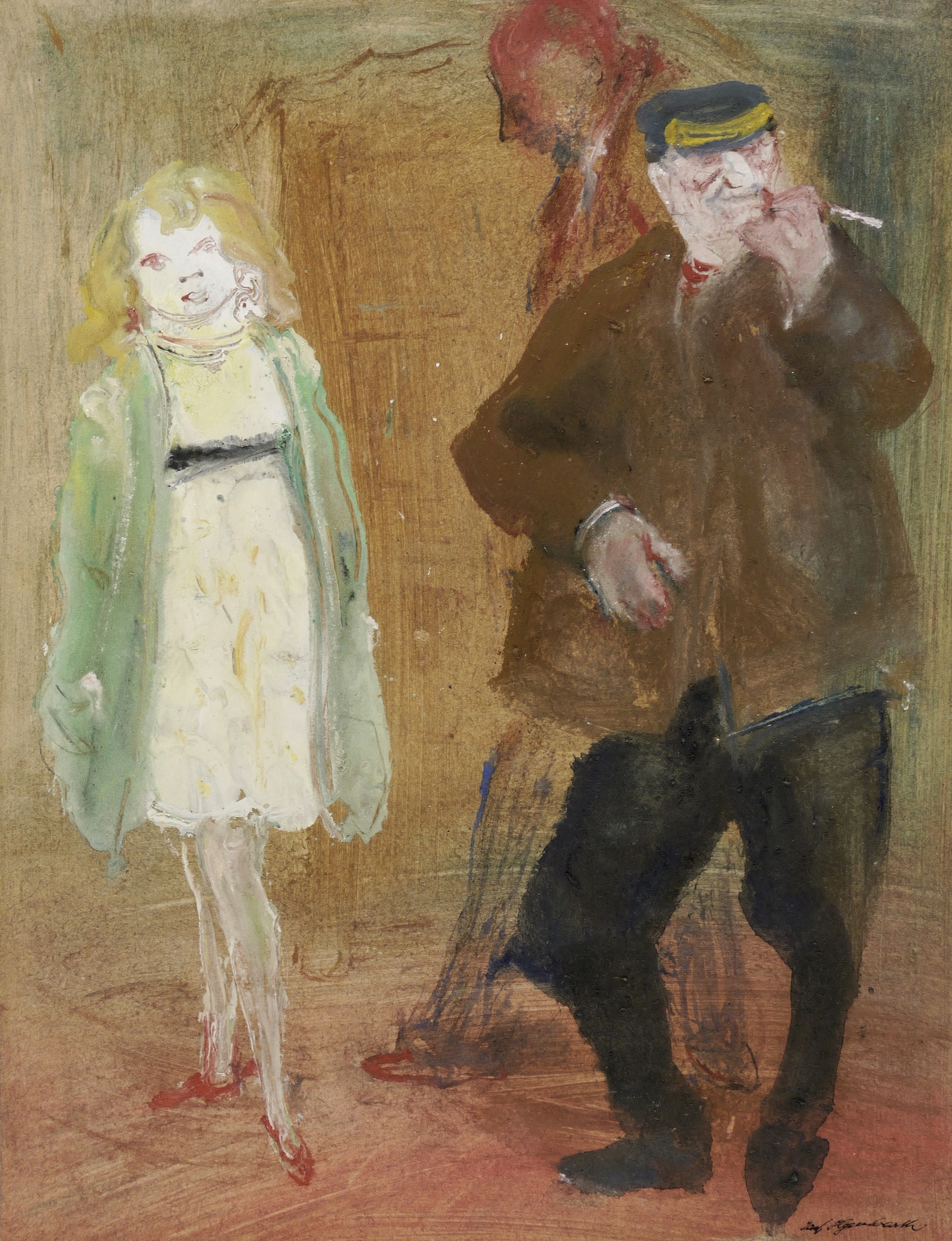 Josef Hegenbarth, Dienstmann und ein Kind, 1953