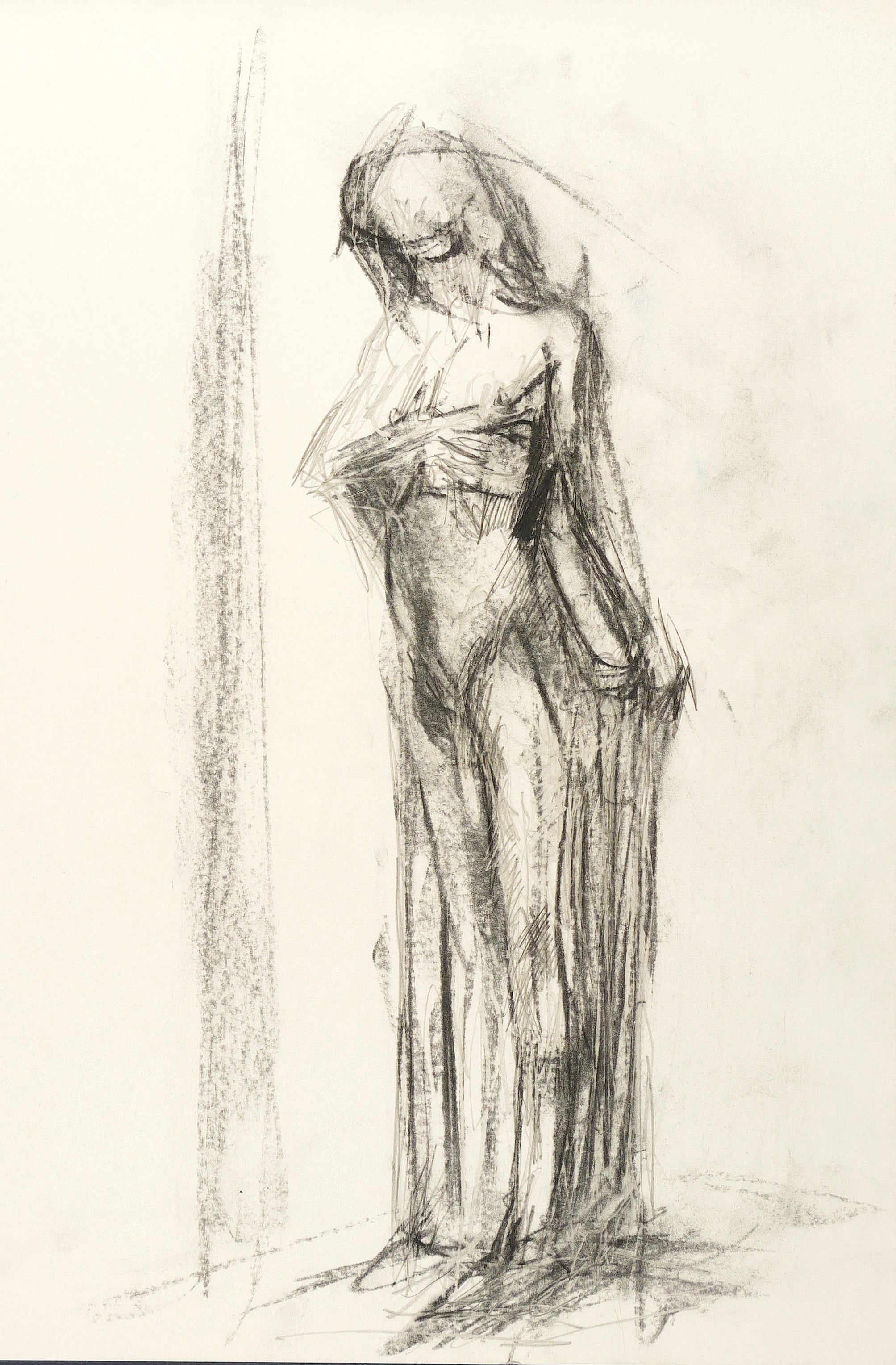 Thomas Jastram – „Stehender weiblicher Akt mit Umhang“