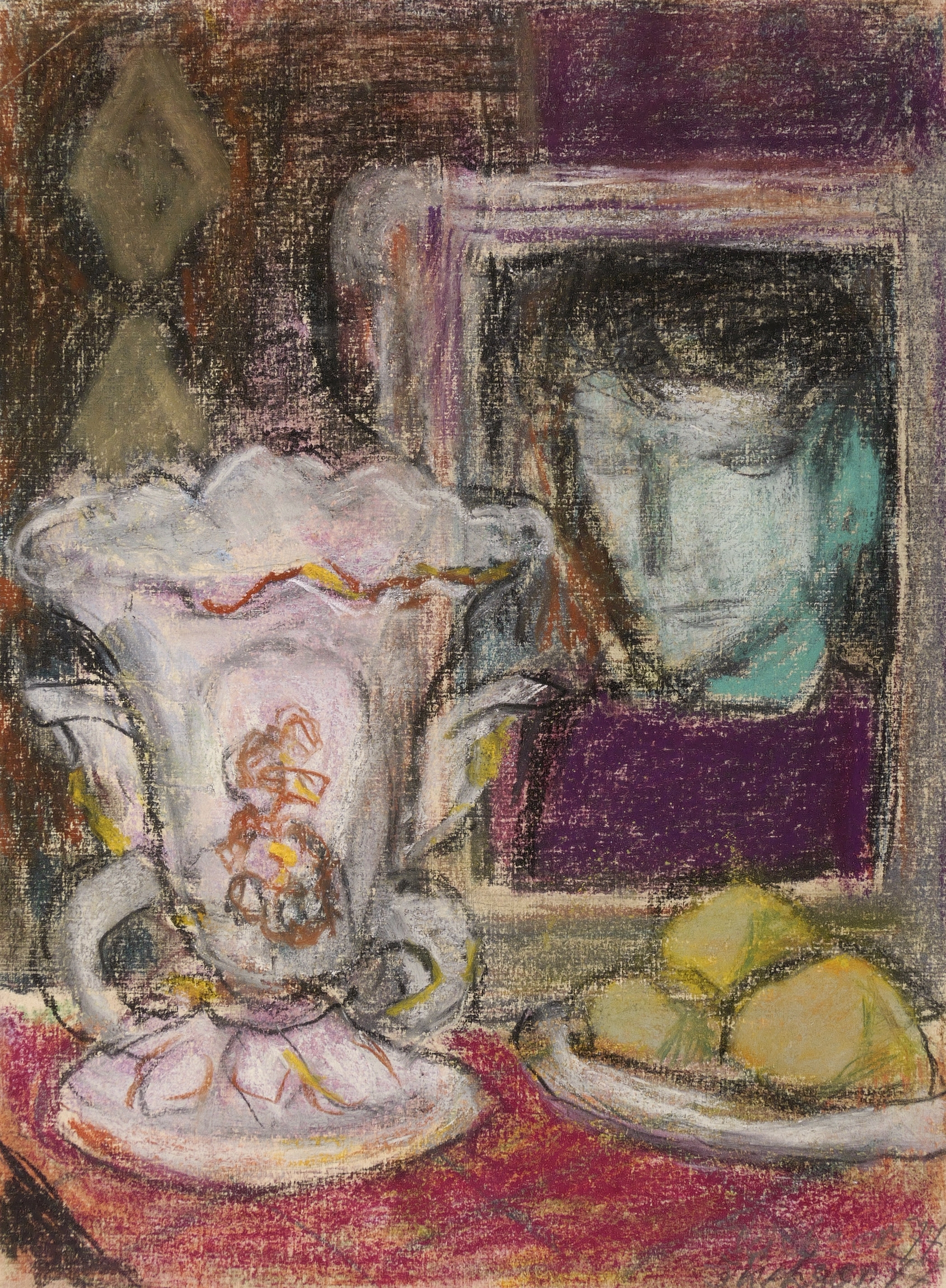 Hans Jüchser, Stillleben mit Kristallvase, 1977