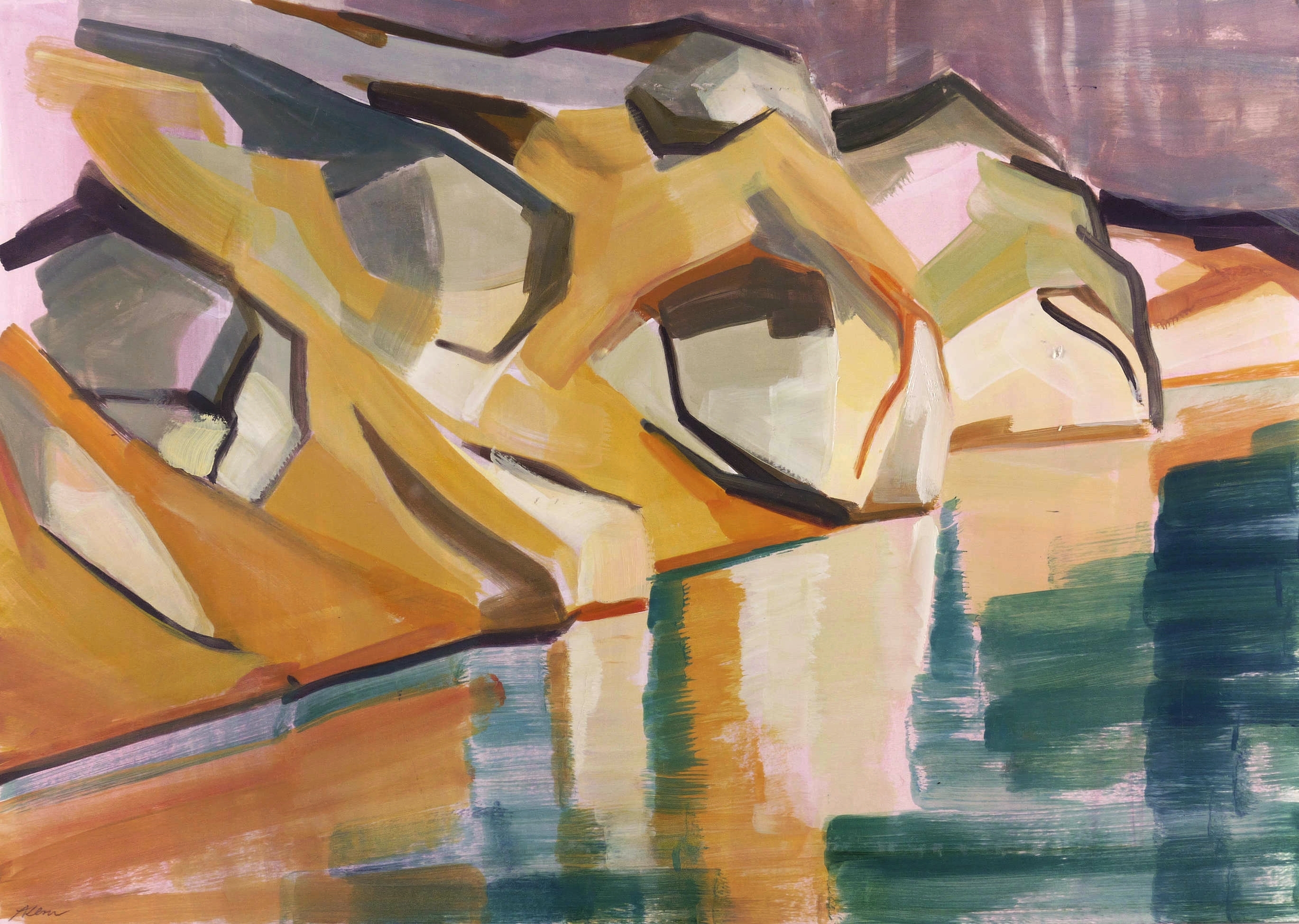 Steinspiegelung in Orange Steinspiegelung in Orange