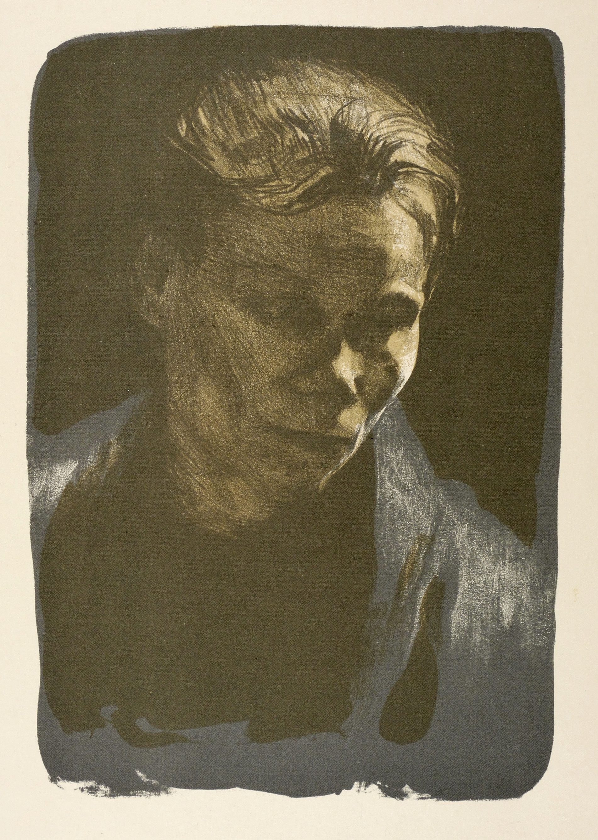 Bildnis einer Arbeiterfrau mit blauem Tuch