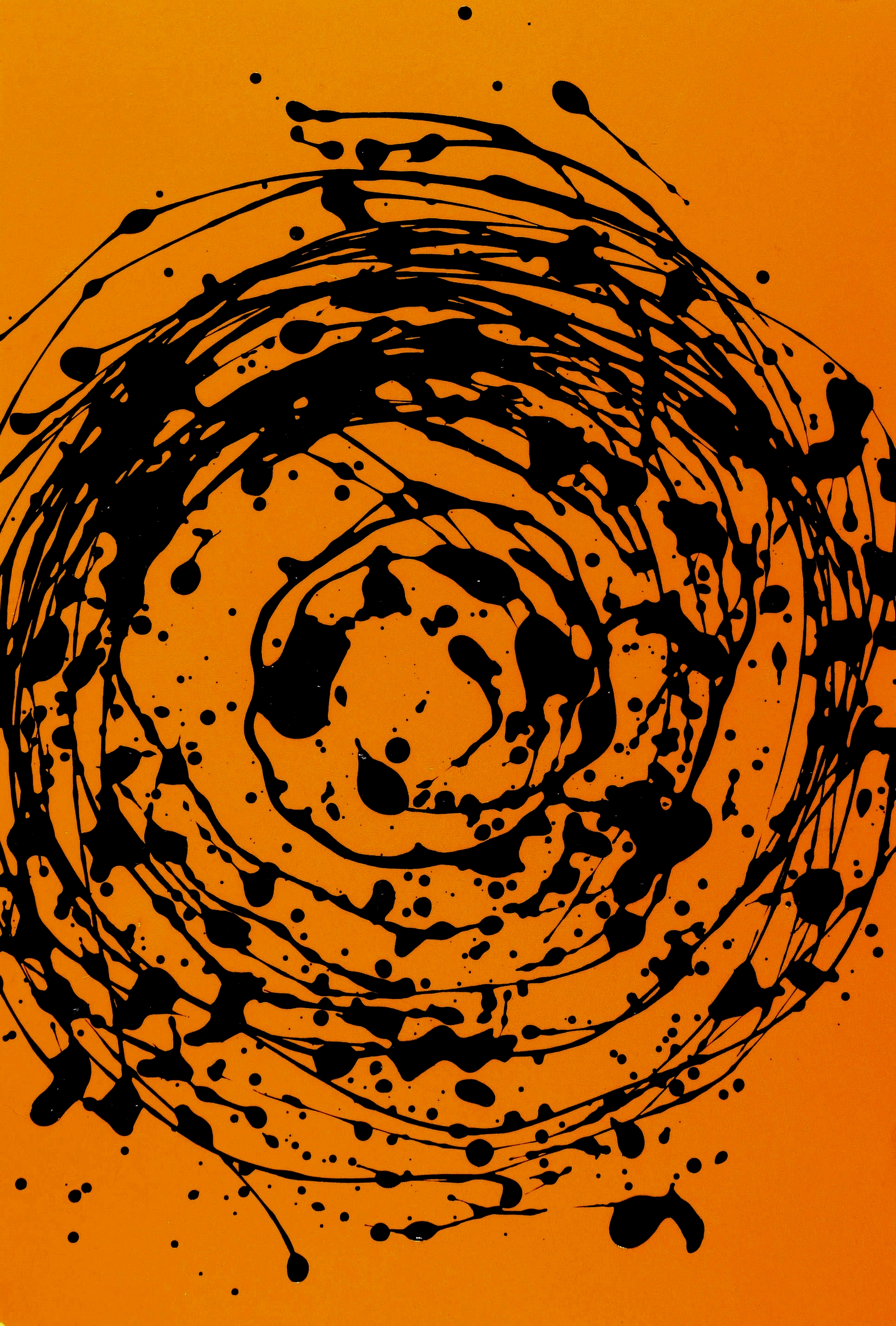 Schwarze Spirale auf Orange