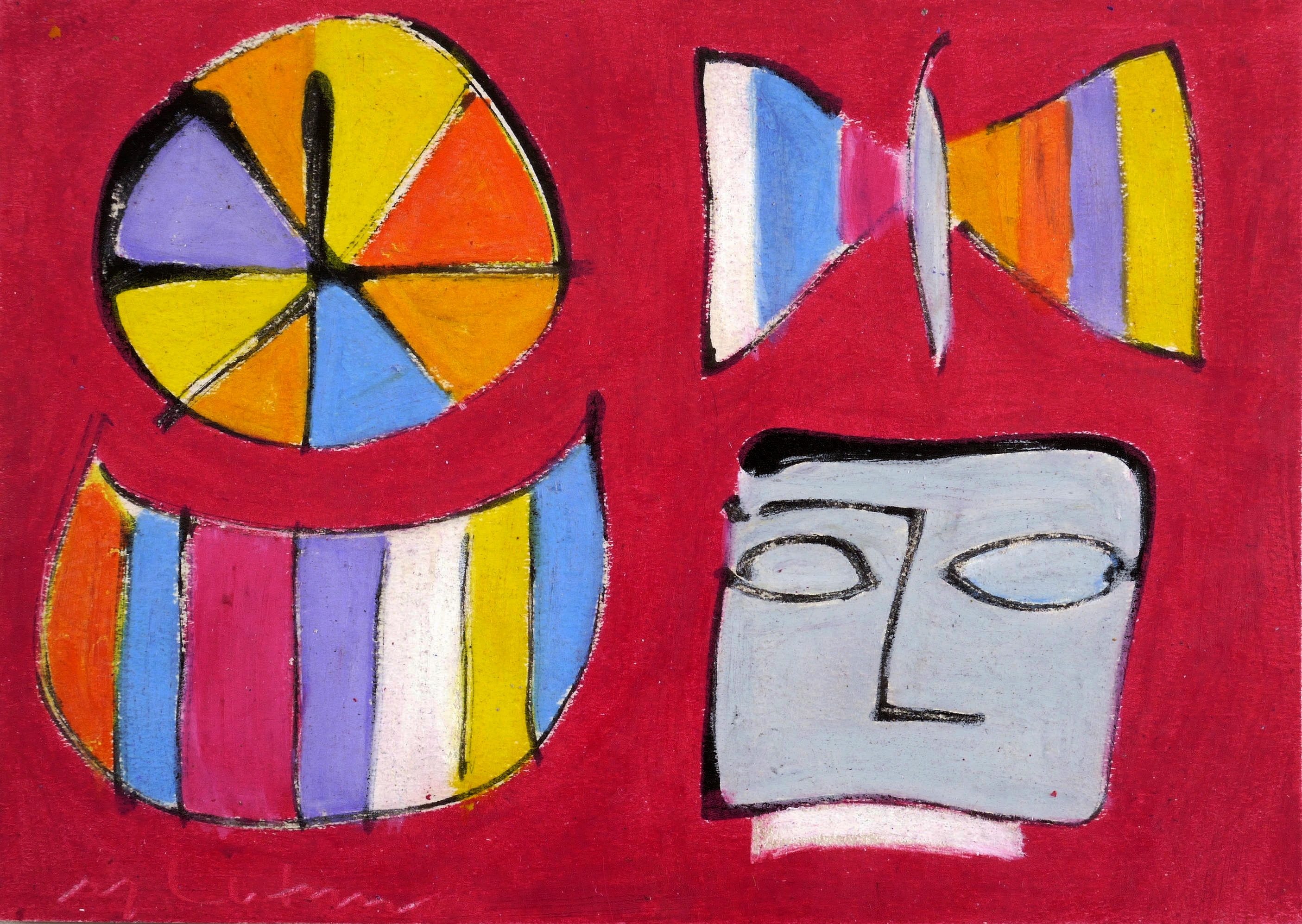 Ohne Titel (Rad, Mund, Falter & Maske I)