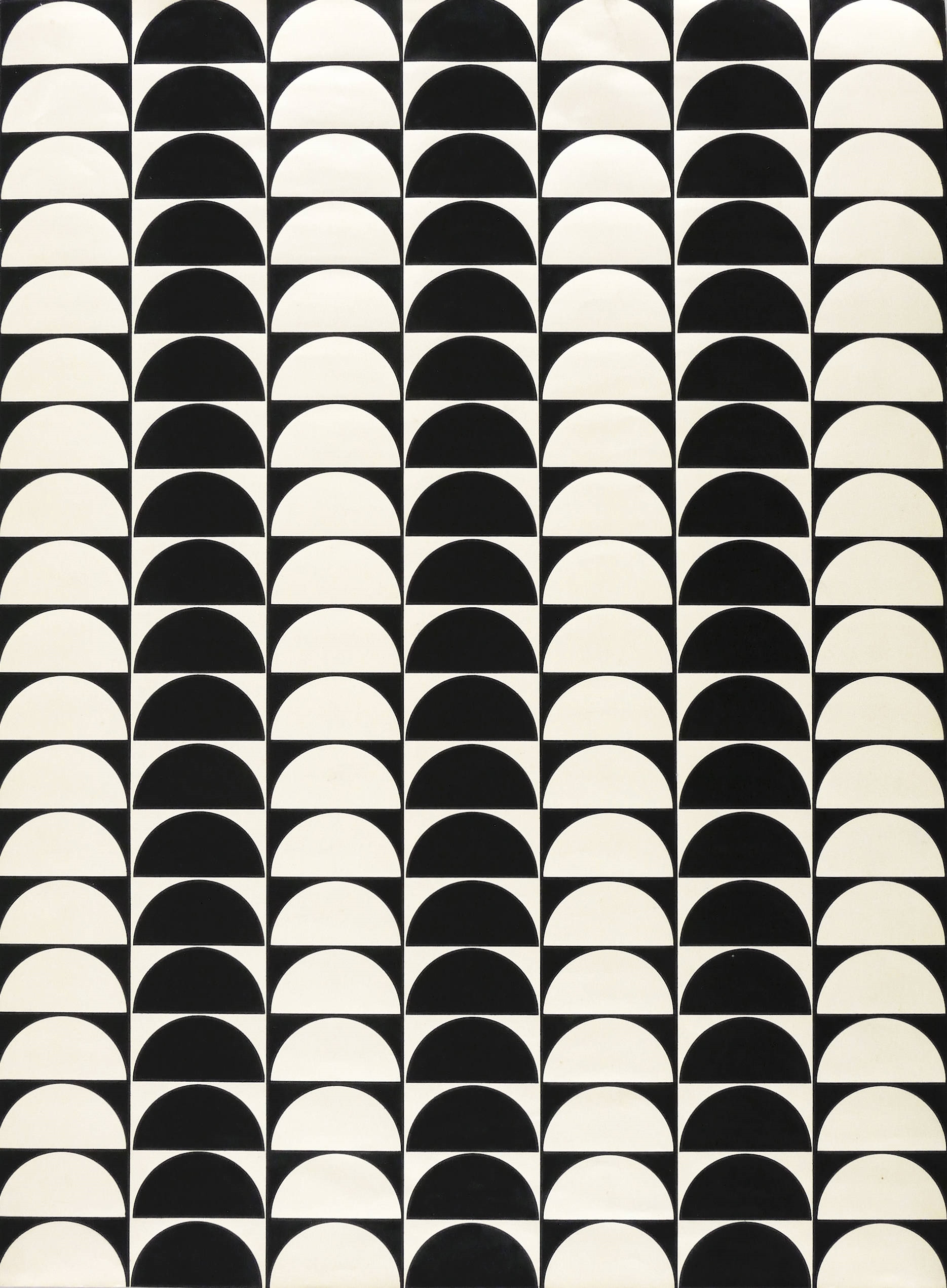 Manfred Luther, Paraphrase 44 (133 weiße und schwarze Halbkreise), 1970-1975