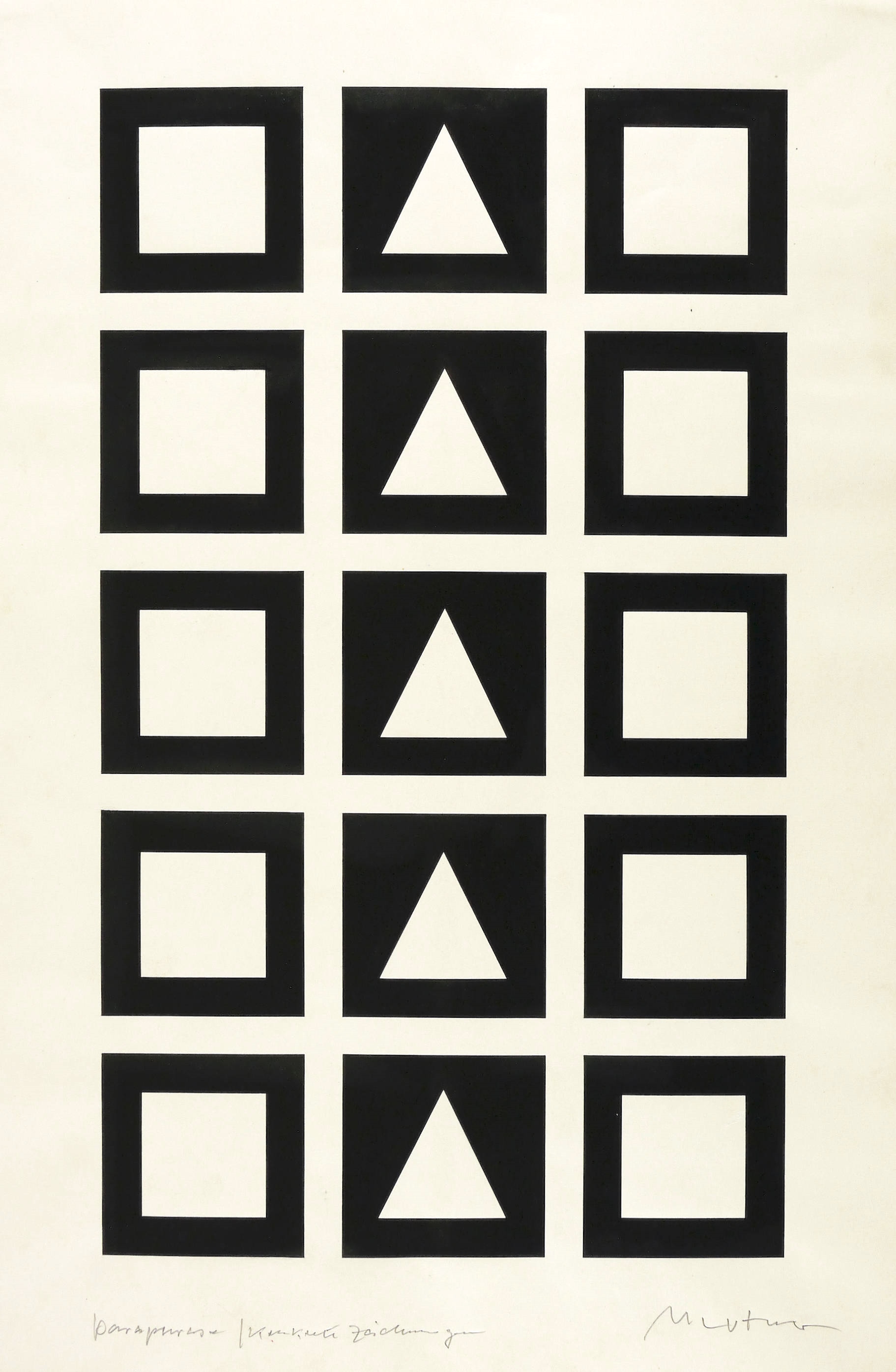 Paraphrase (Weiße Quadrate und Dreiecke auf 15 schwarzen Quadraten) Paraphrase (Weiße Quadrate und Dreiecke auf 15 schwarzen Quadraten)