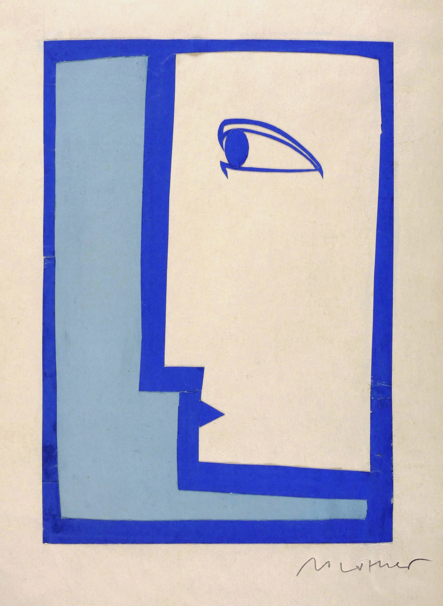 Manfred Luther, Edel sei der Mensch (Kopf im Profil - Weiß auf Blau), 1975-1985