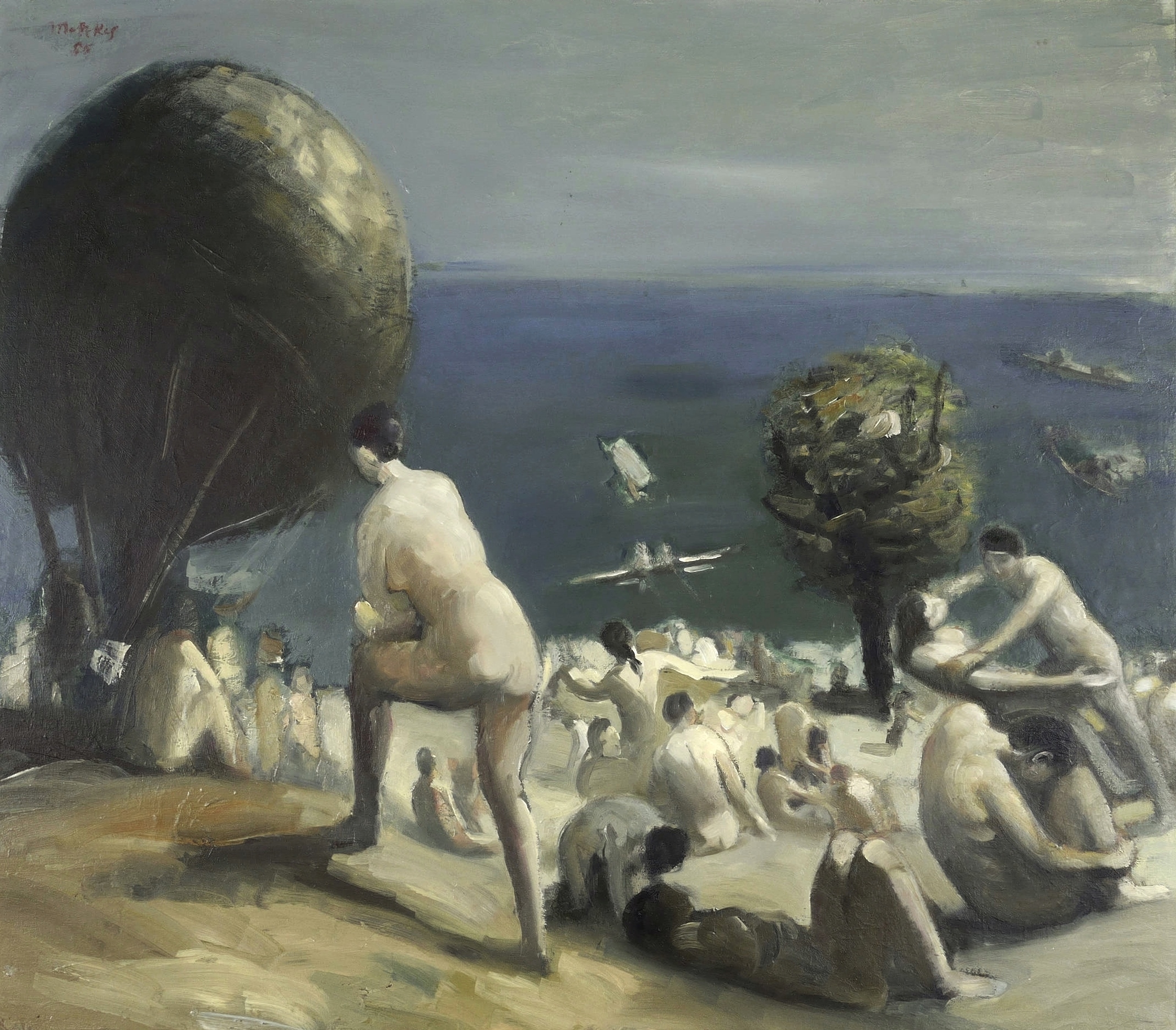 Harald Metzkes, Strand mit Montgolfière, 1985