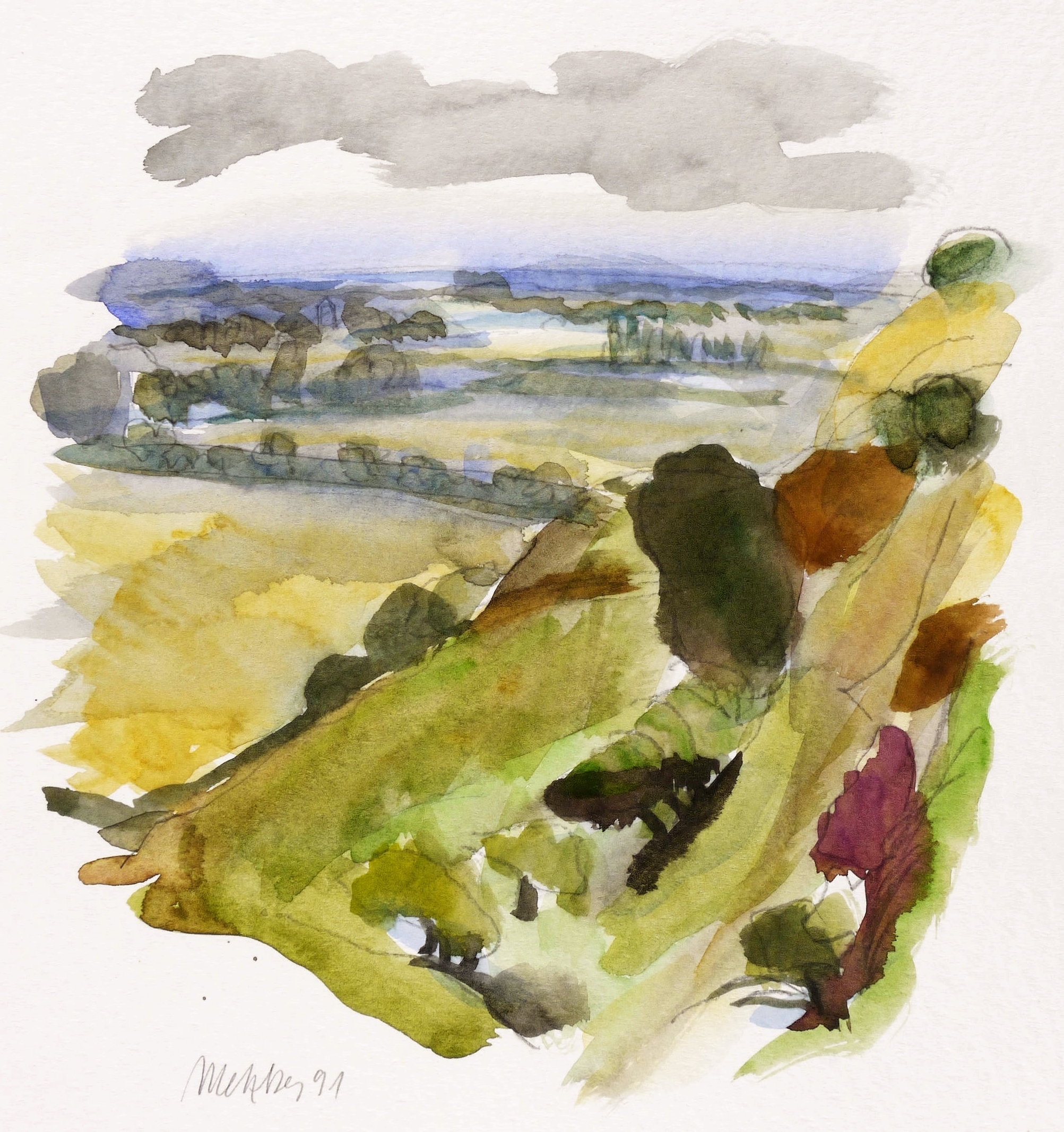 Harald Metzkes, Landschaft bei Seelow, 1991