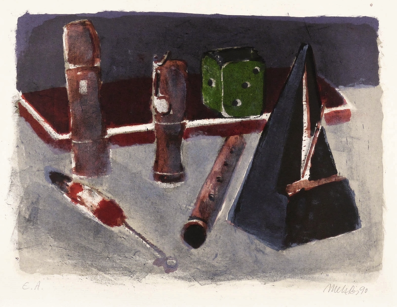 Musikstillleben mit Blockflöte und Metronom Musikstillleben mit Blockflöte und Metronom