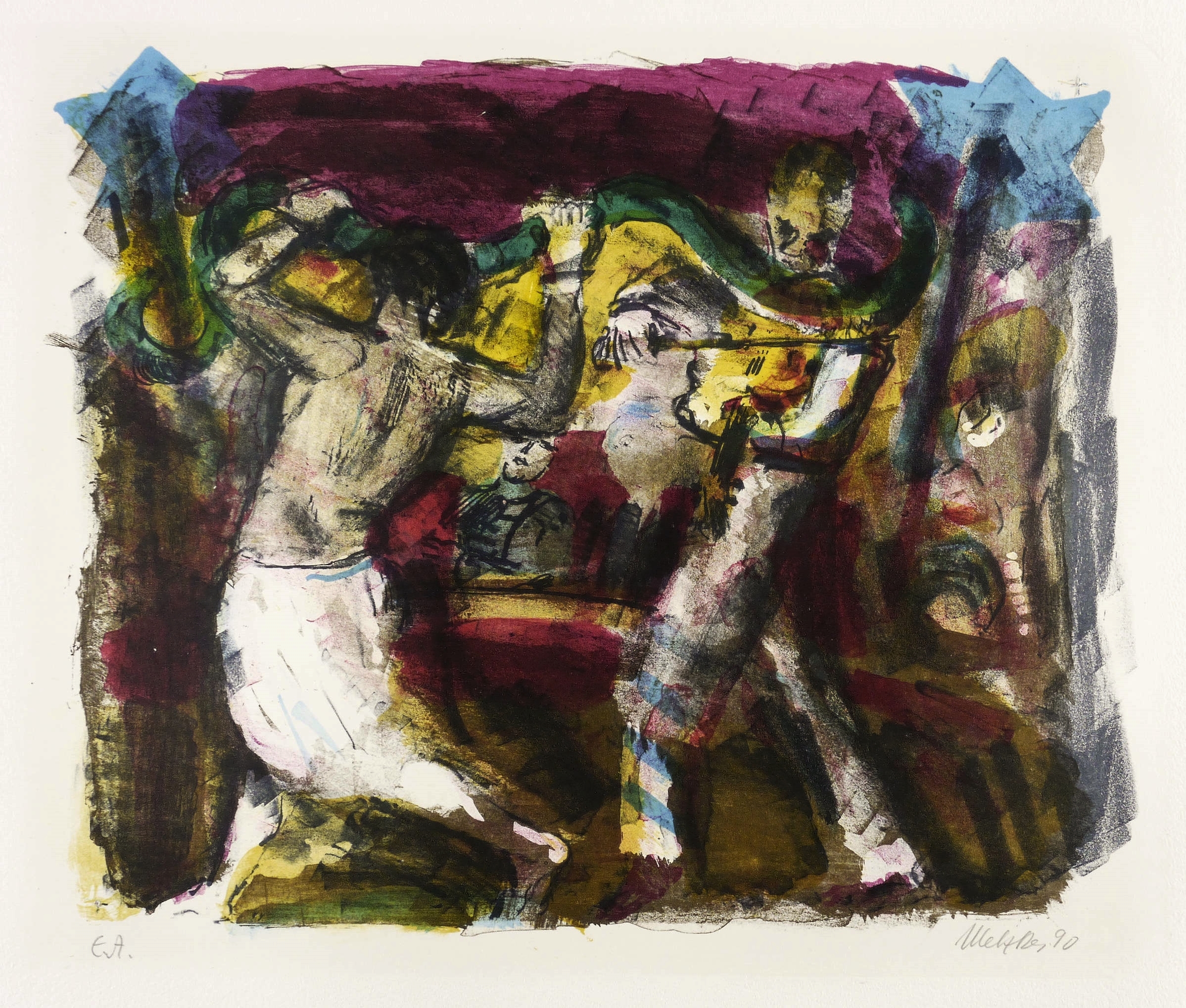 Zirkusartist mit Geiger Zirkusartist mit Geiger