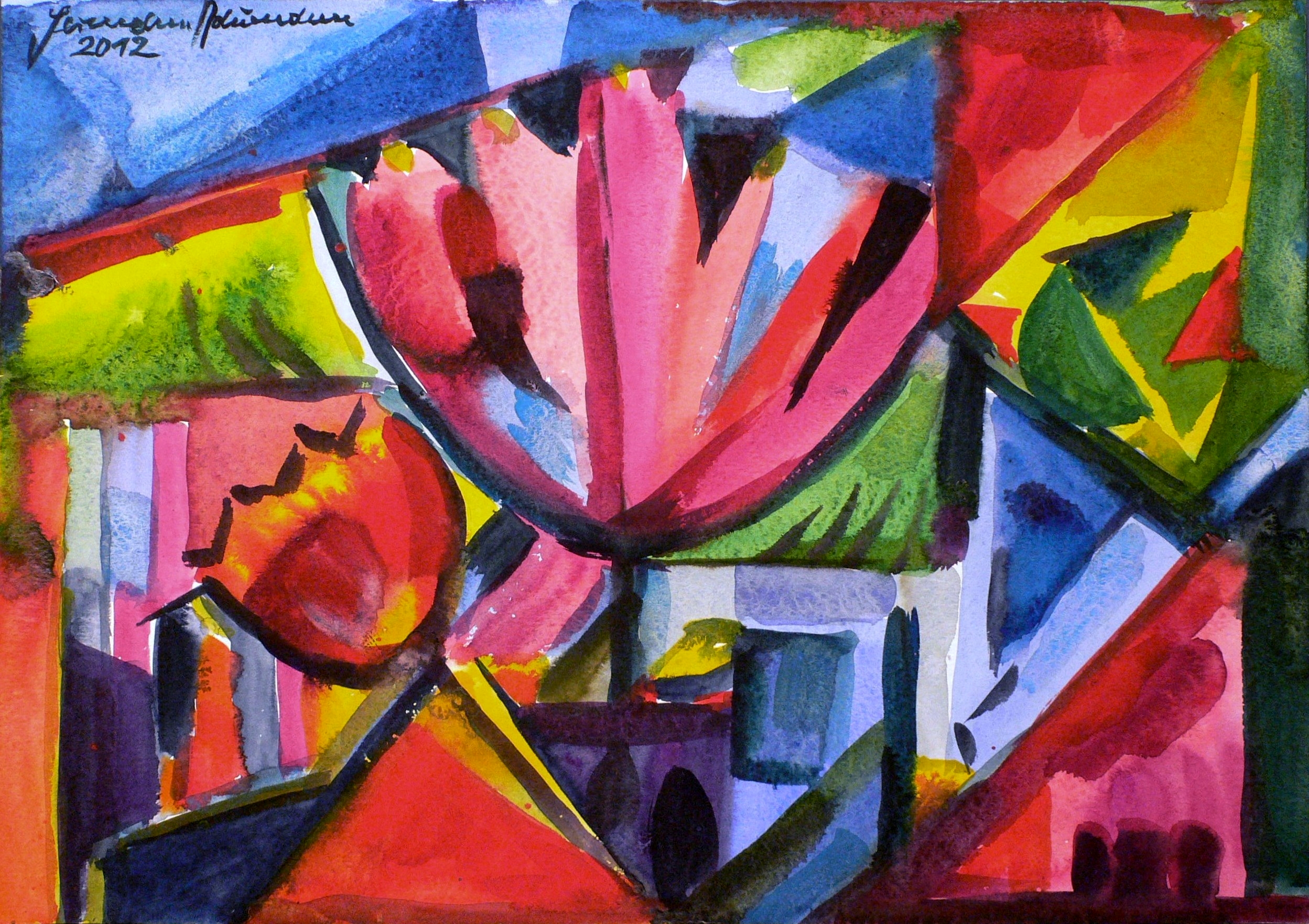 Große Blüten mit Häusern Große Blüten mit Häusern