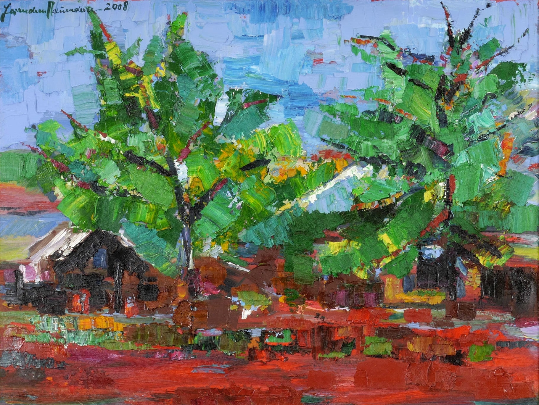 Hermann Naumann, Landschaft mit schwarzem Haus, 2008