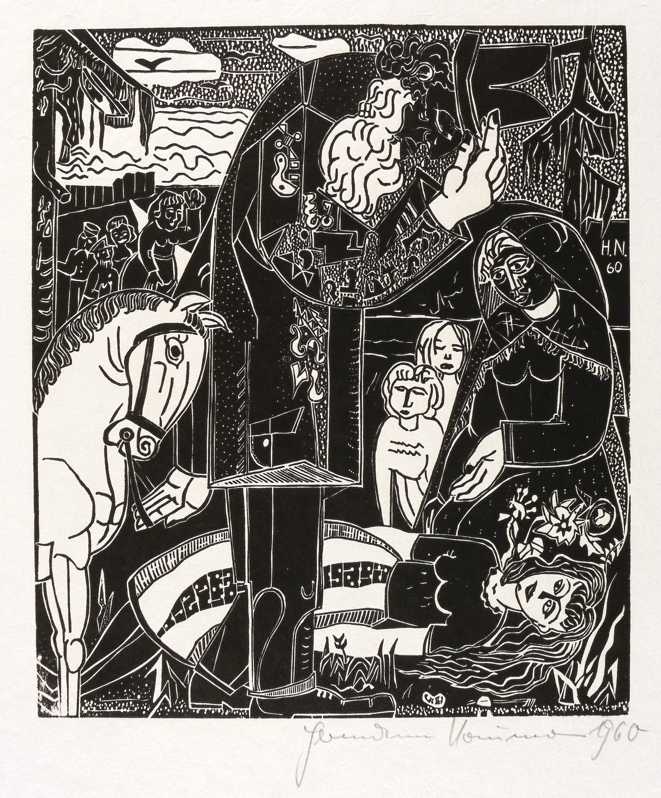 Ohne Titel (Mann mit Pferd und liegendes Mädchen) Ohne Titel (Mann mit Pferd und liegendes Mädchen)