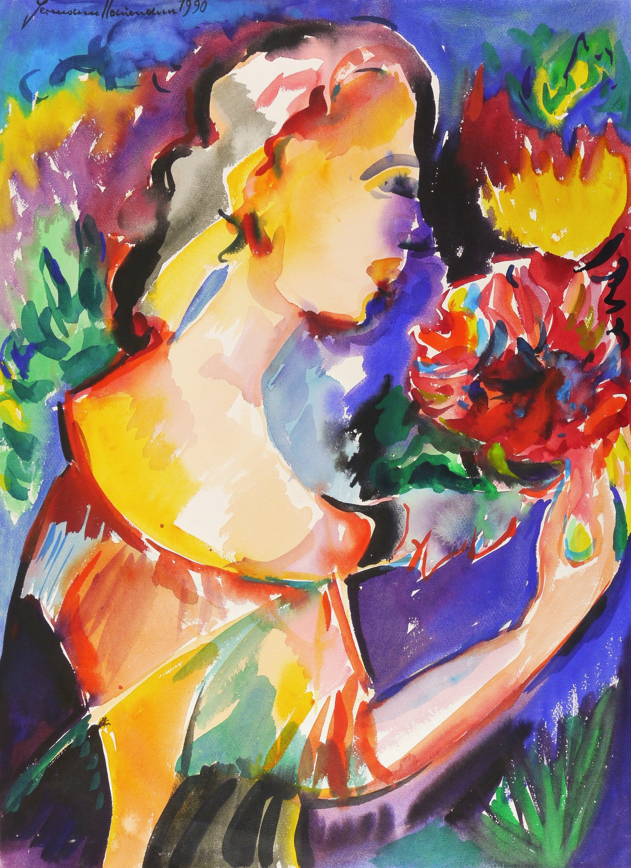 Dame mit Blüten Dame mit Blüten