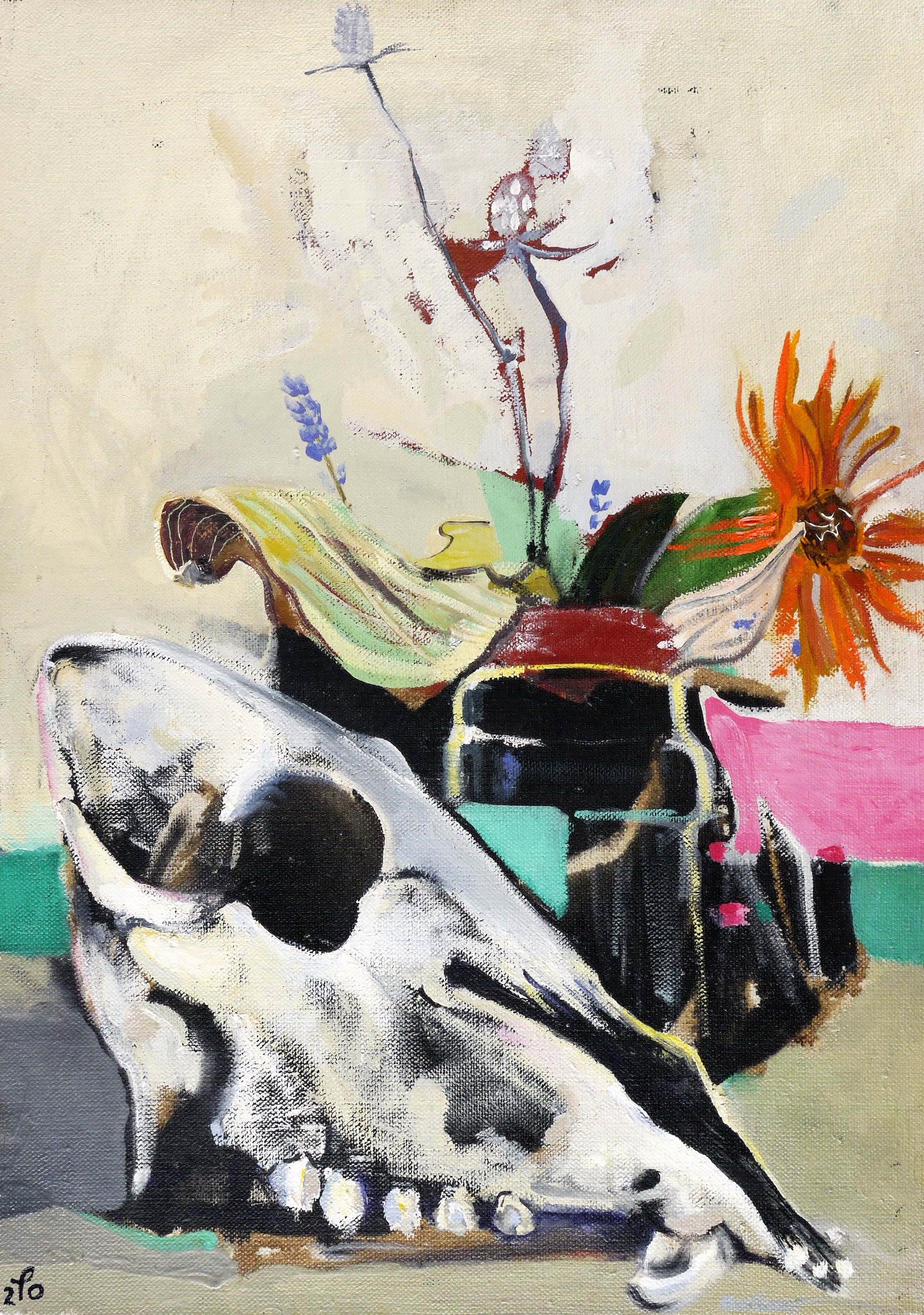 Schädel und Sommerblumen Schädel und Sommerblumen