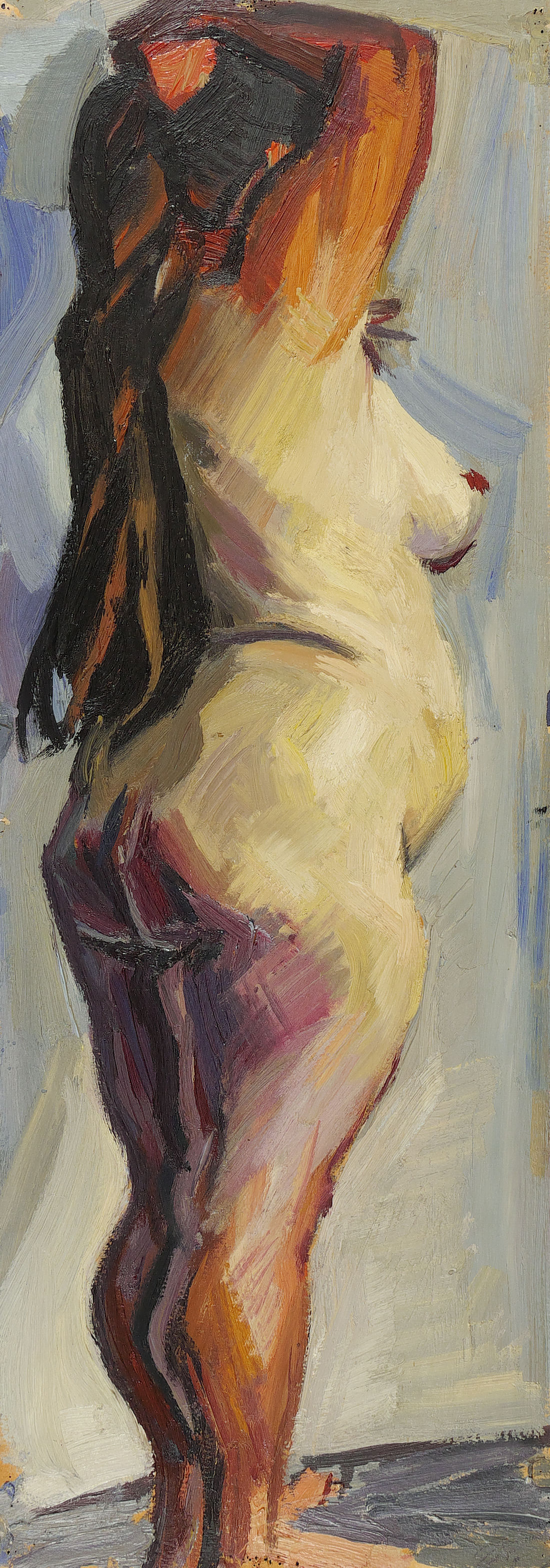 Curt Querner – „Stehender weiblicher Akt mit Haarschweif“