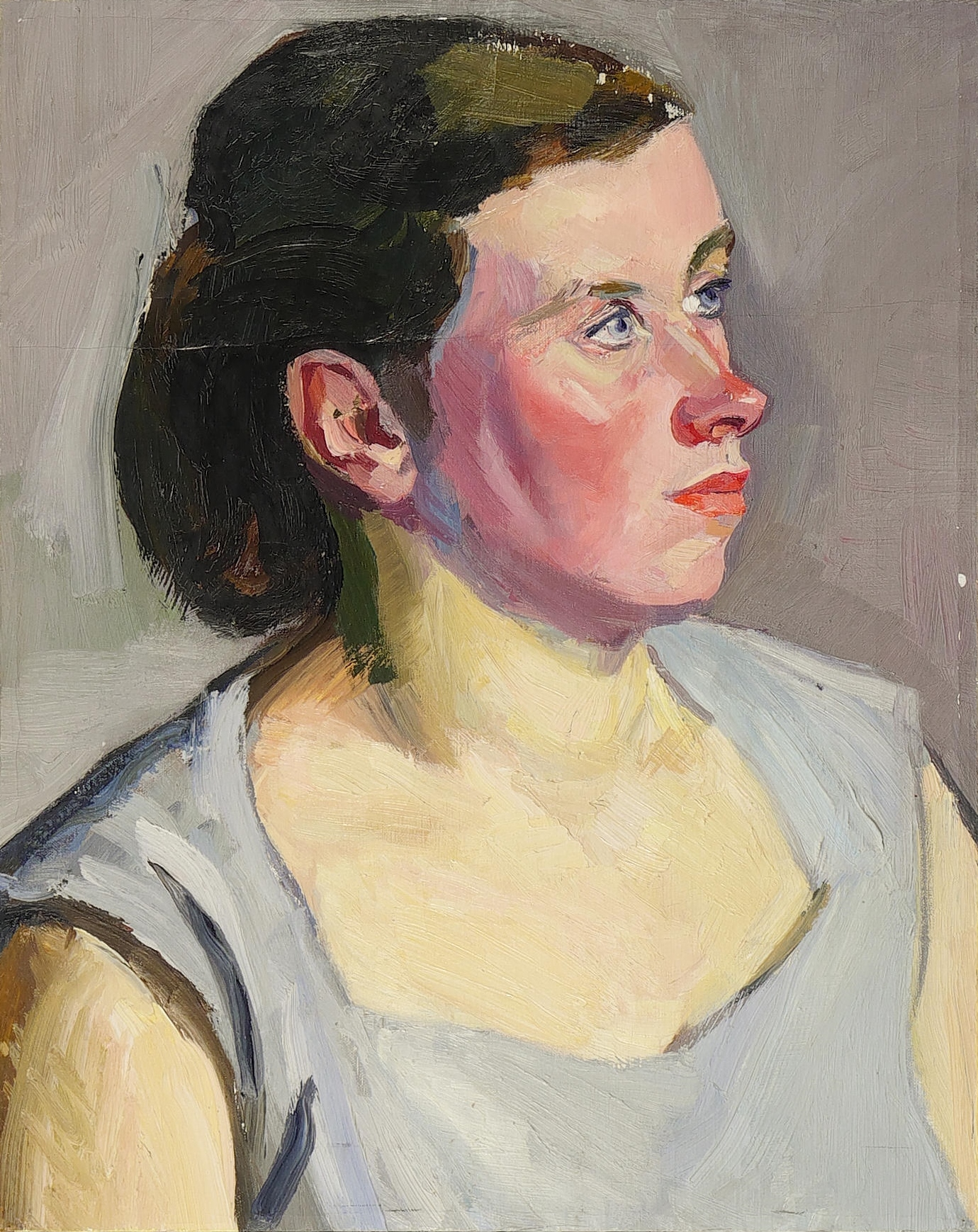 Curt Querner – „Bildnisstudie Herta Mickan in grauer Bluse“