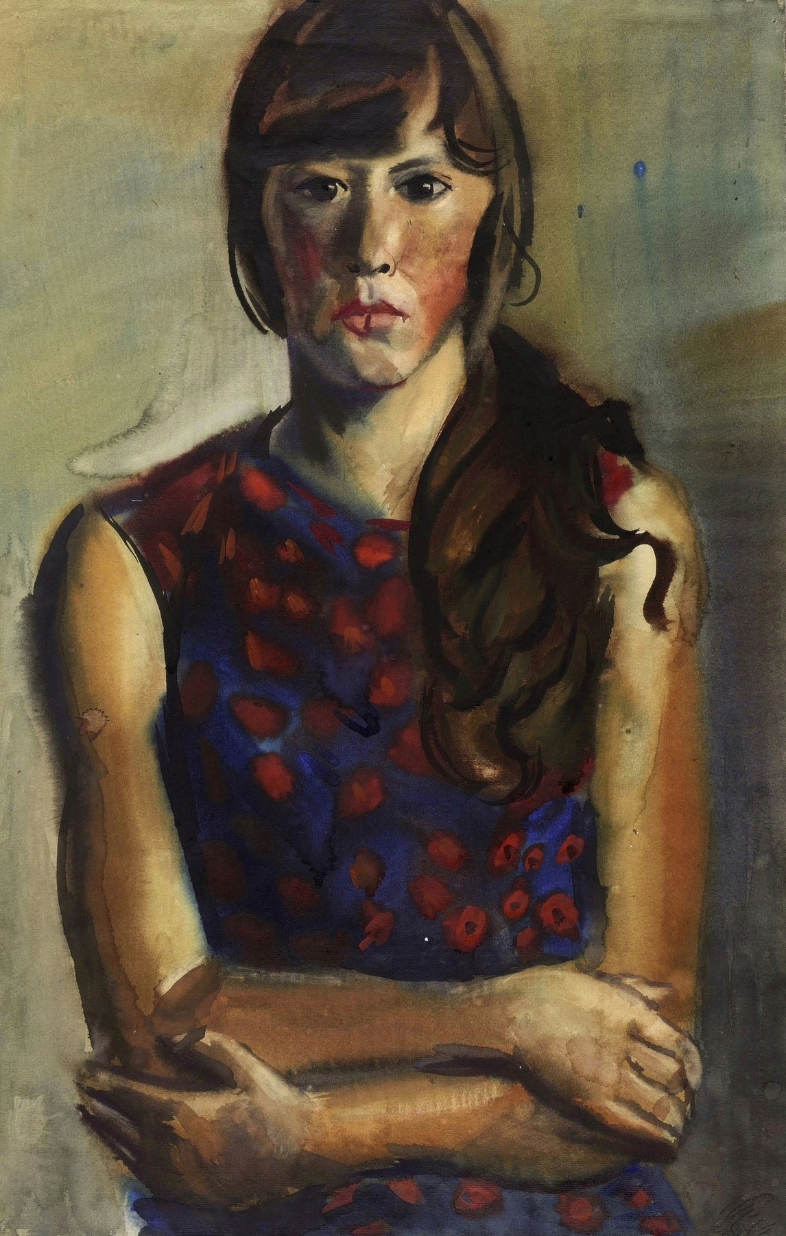 Bildnis Petra Bassenge mit Pferdeschwanz und kurzärmeligem Kleid