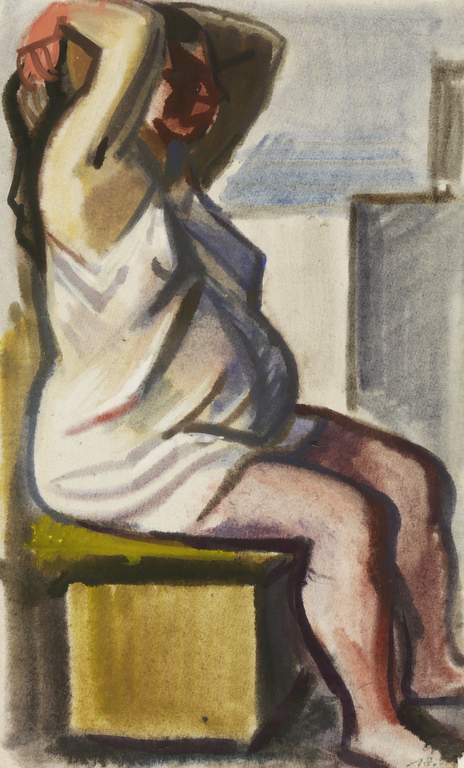 Sitzende schwangere Bäuerin nach rechts (Schwangere)