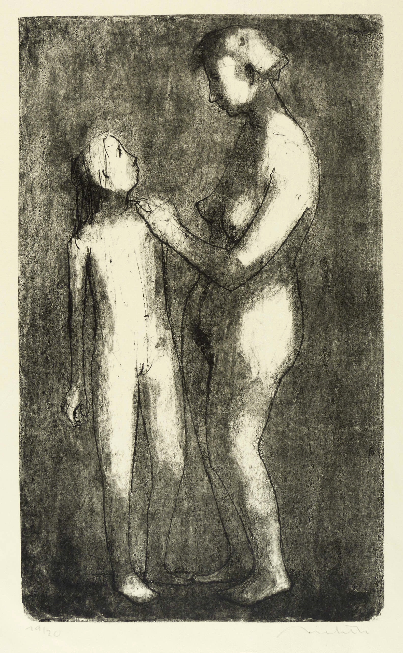 Aktgruppe (Mutter und Tochter, sich anblickend)