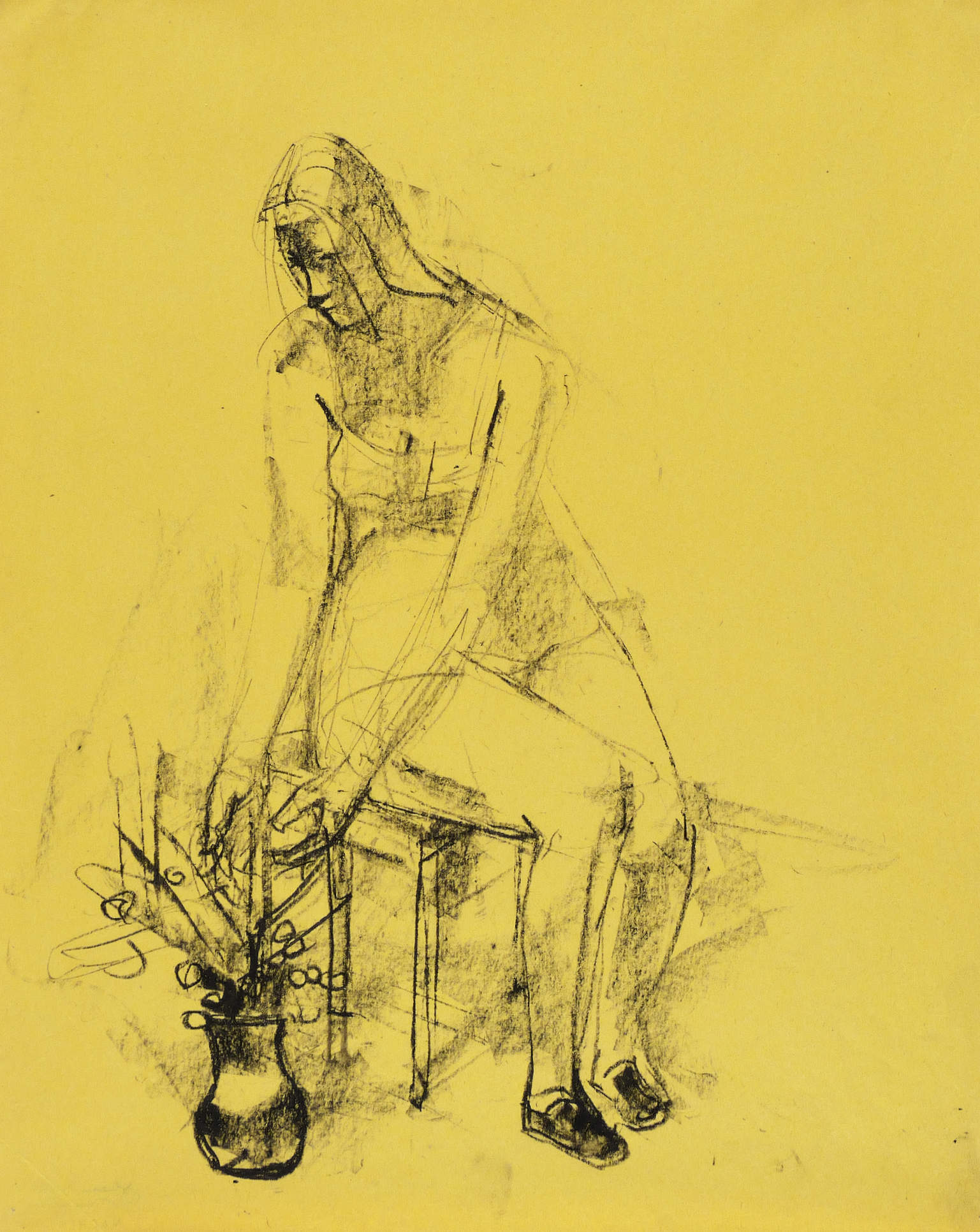 Sitzendes Mädchen mit Blumenvase