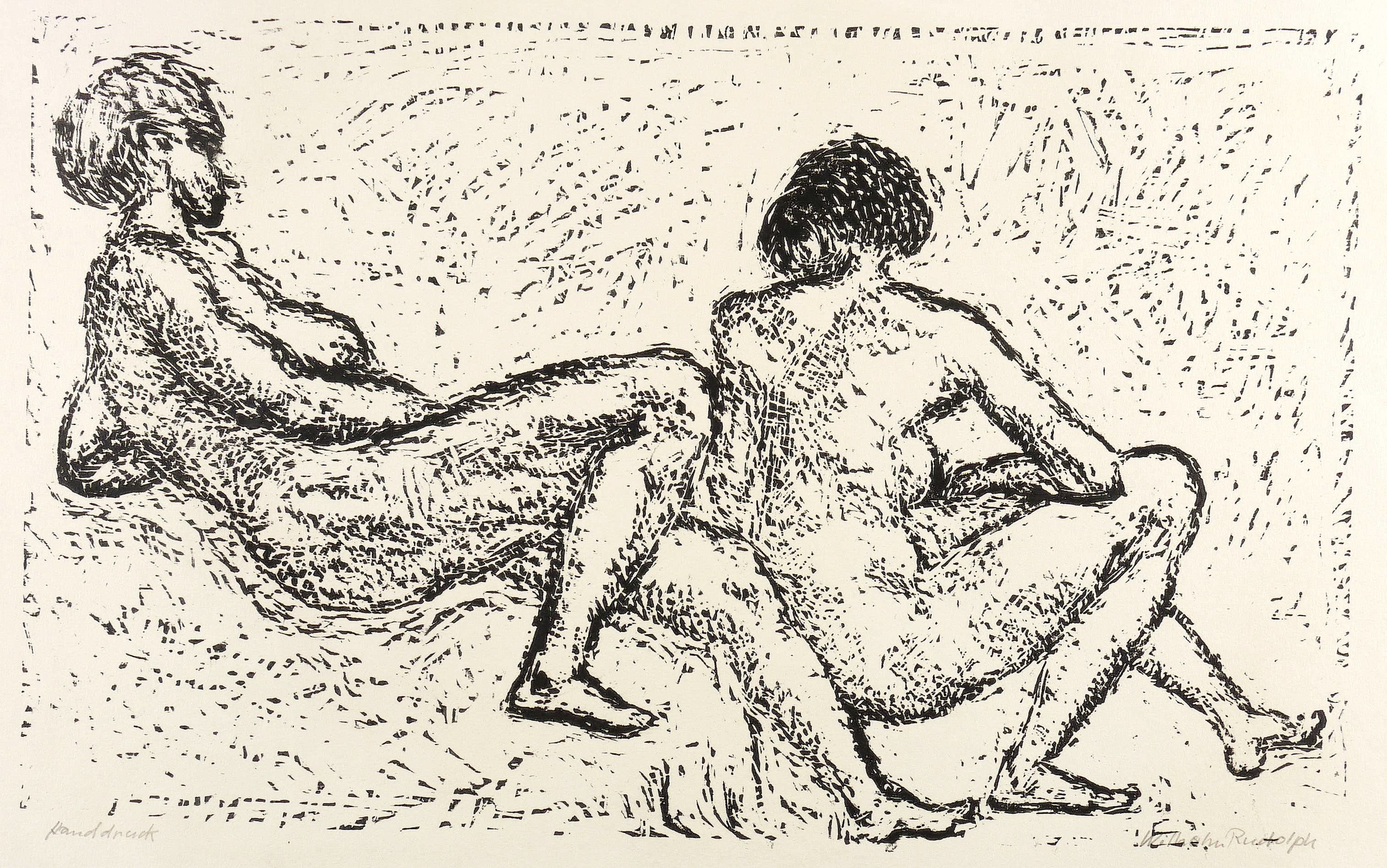 Zwei liegende Akte im Freien