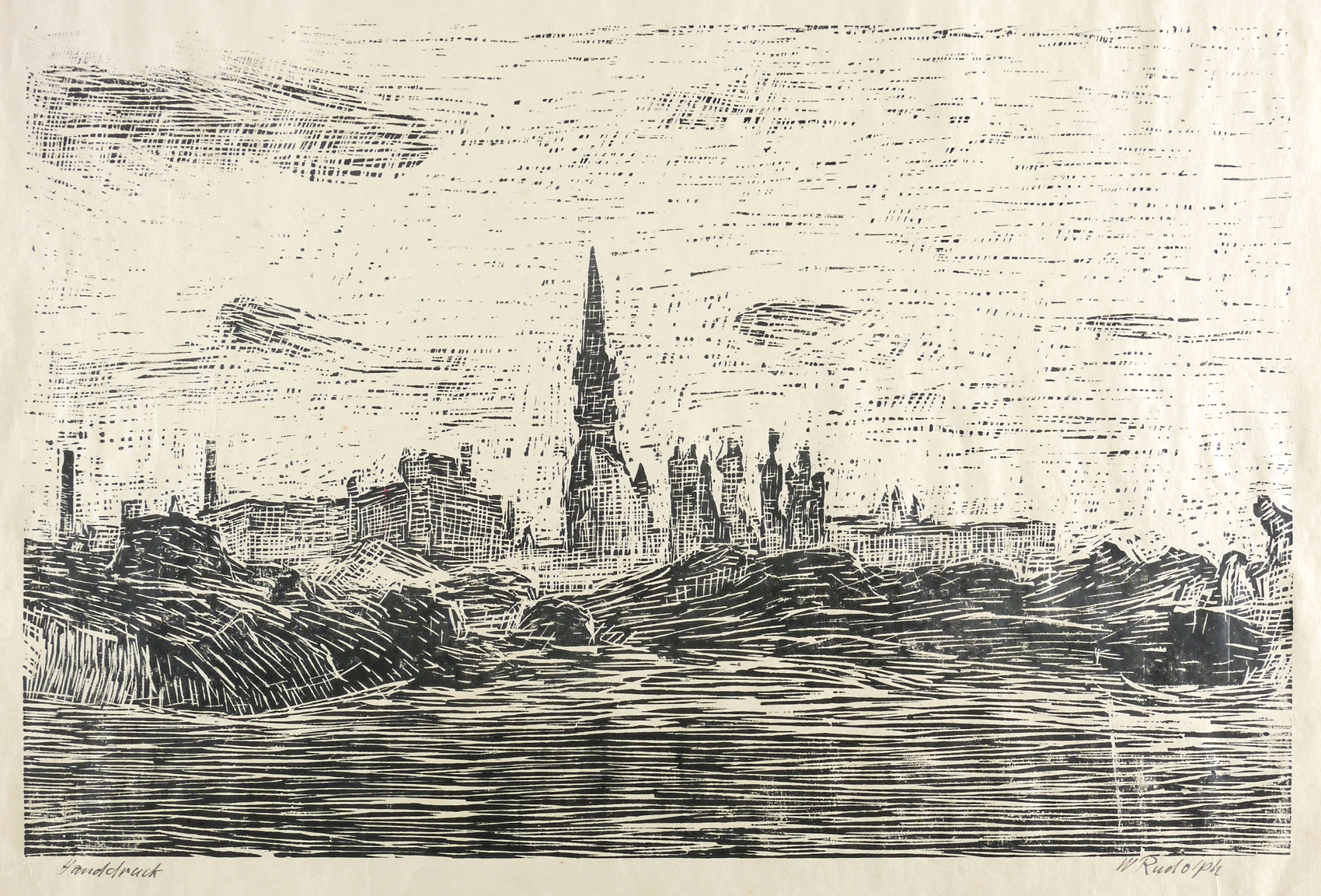 Wilhelm Rudolph, Johanneskirche von der Pillnitzer Straße (Striesener Straße I), 1946/1952