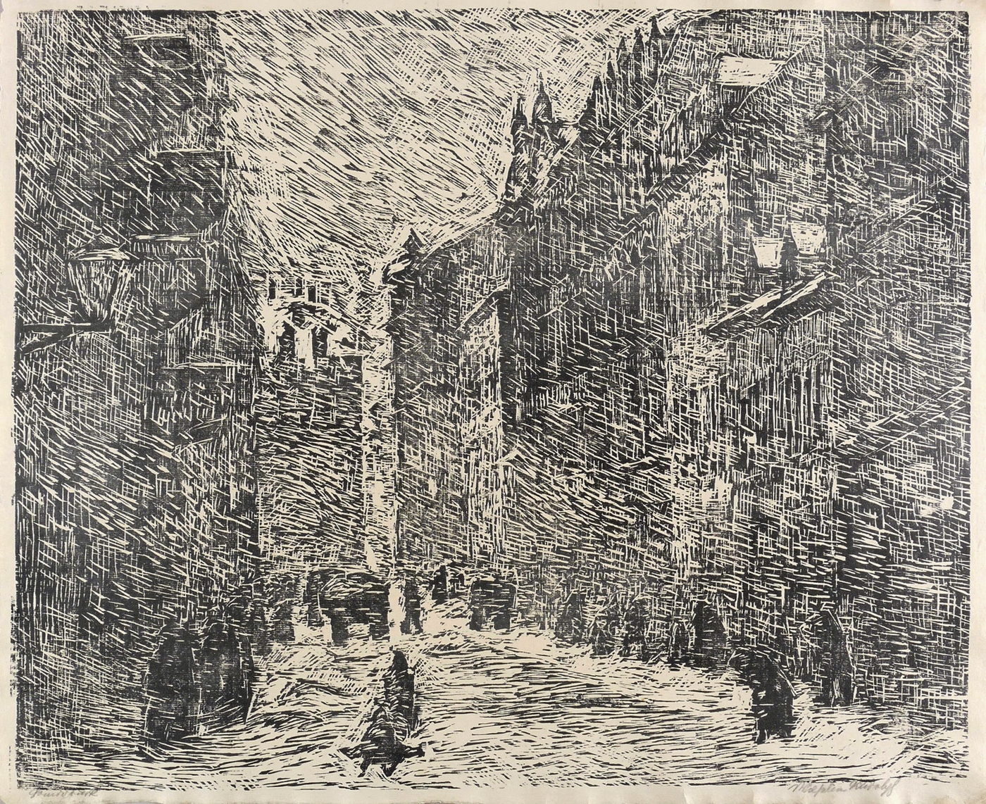 Görlitzer Straße im Schneetreiben