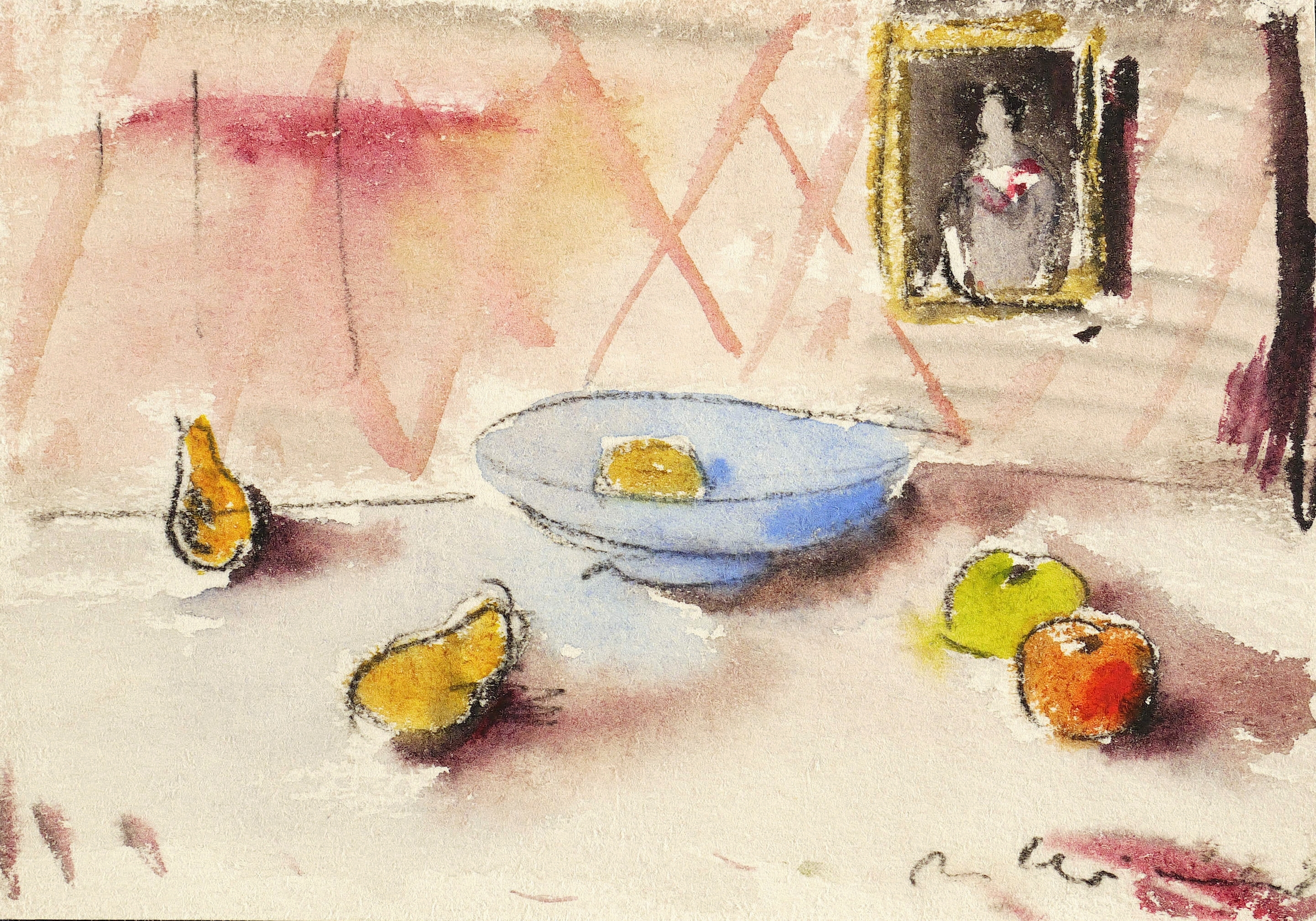 Max Schwimmer – „Stillleben mit blauer Schale und Obst“